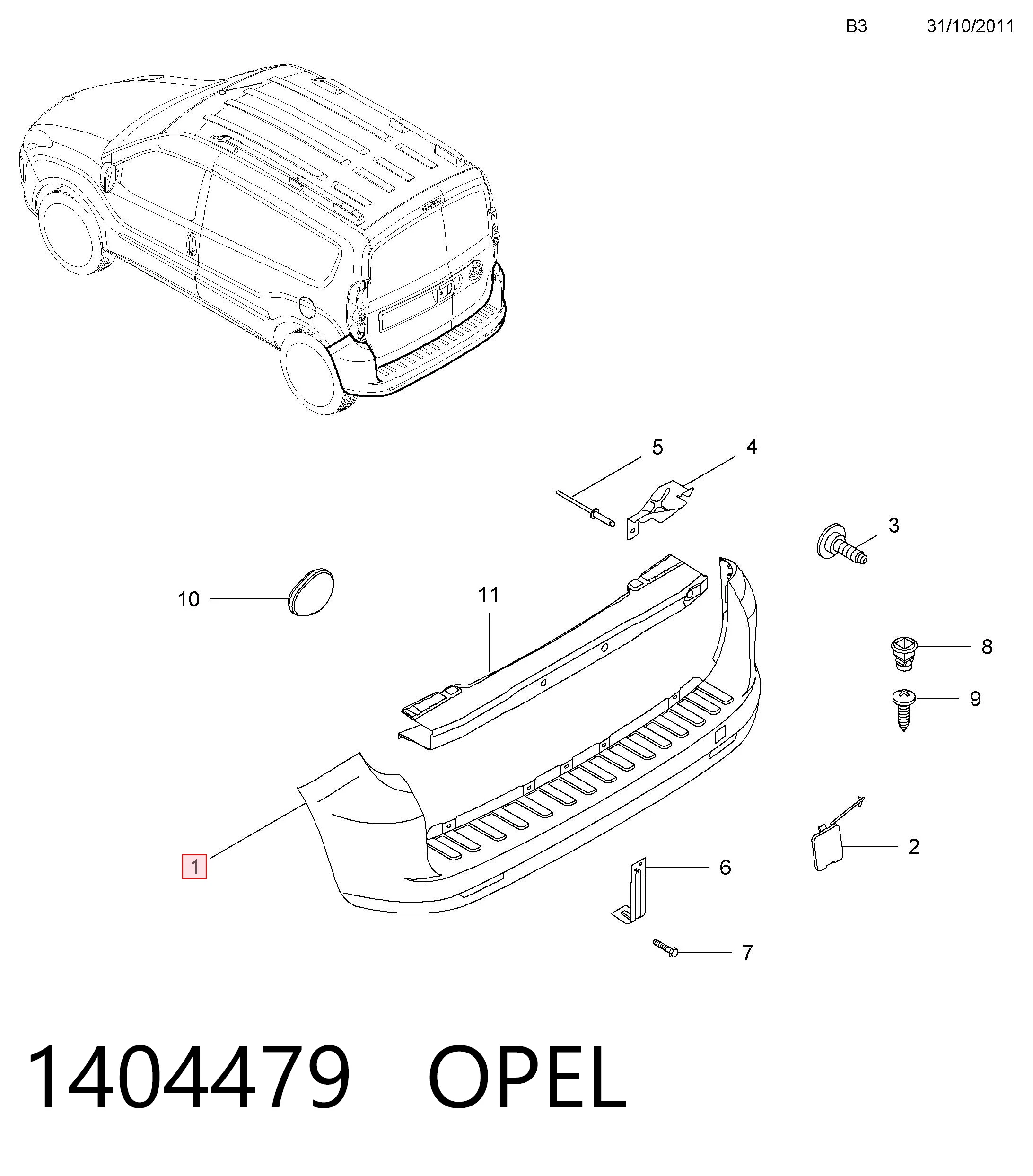 Paragolpes Fiat Doblo II furgoneta (263) (2010 - 2022) precio, desde 121,31 EUR