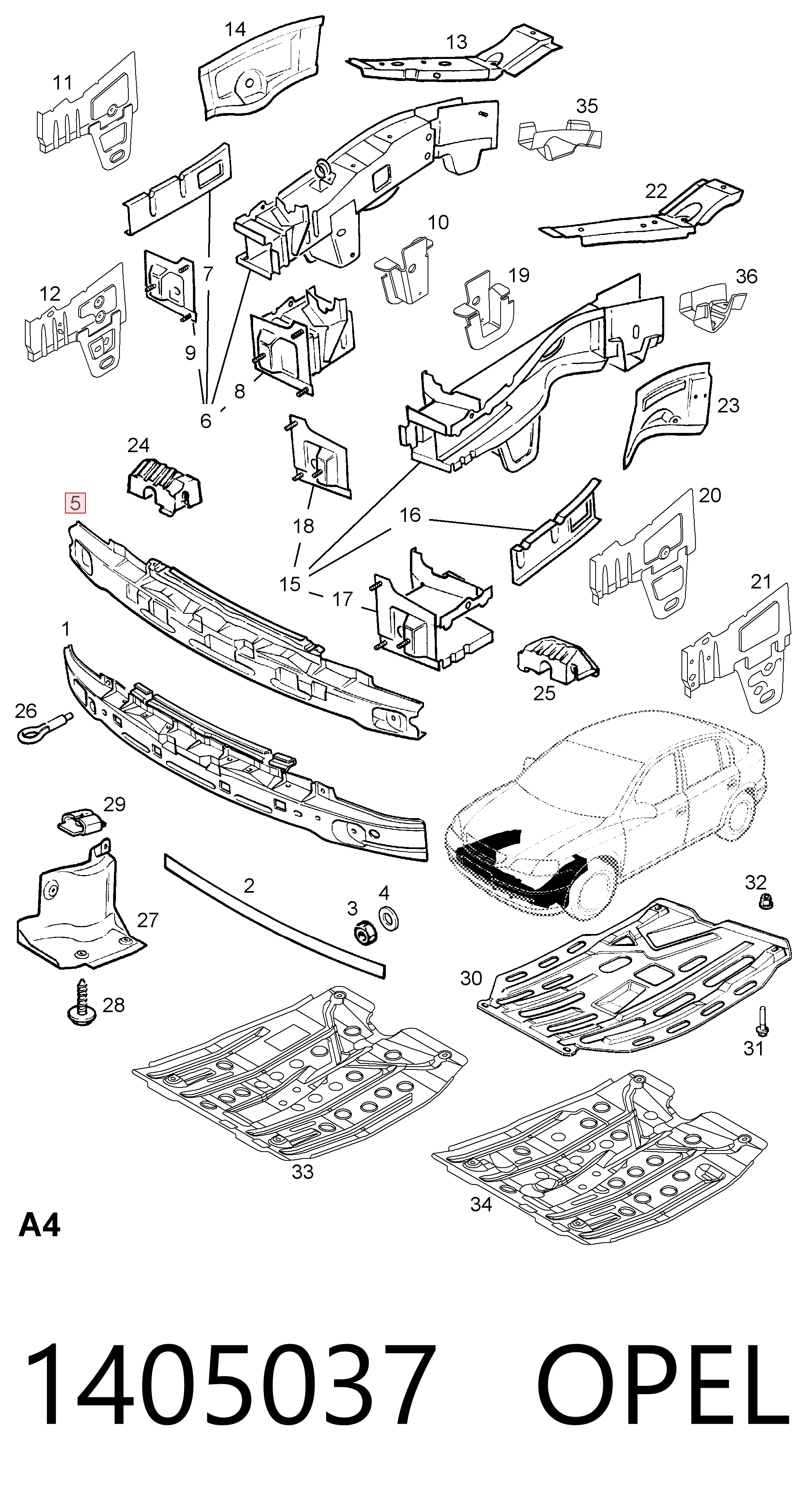 Comprar Refuerzo de parachoques delantero Opel Zafira F75 a bajo precio