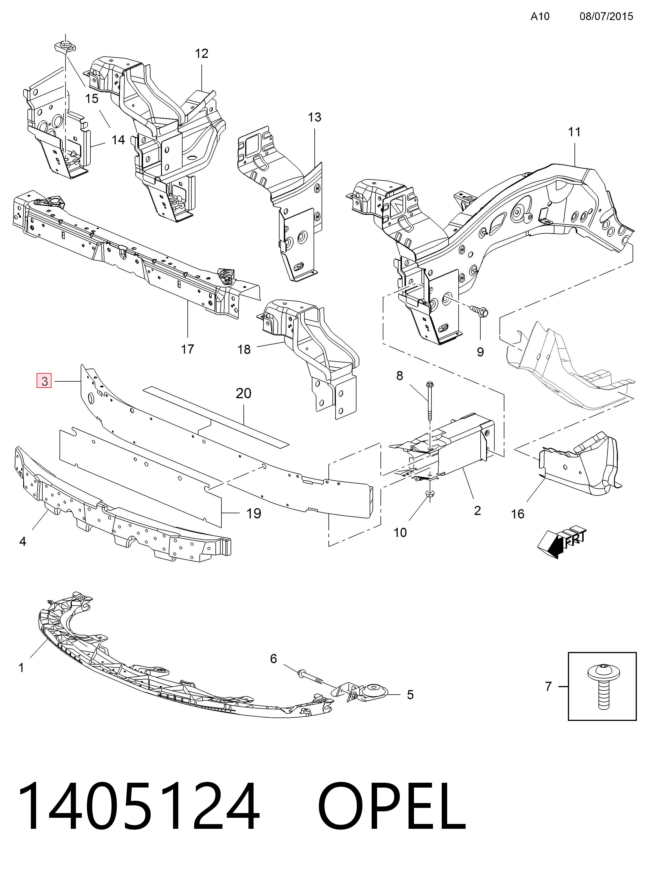 Refuerzo parachoque delantero para Opel Insignia A G09