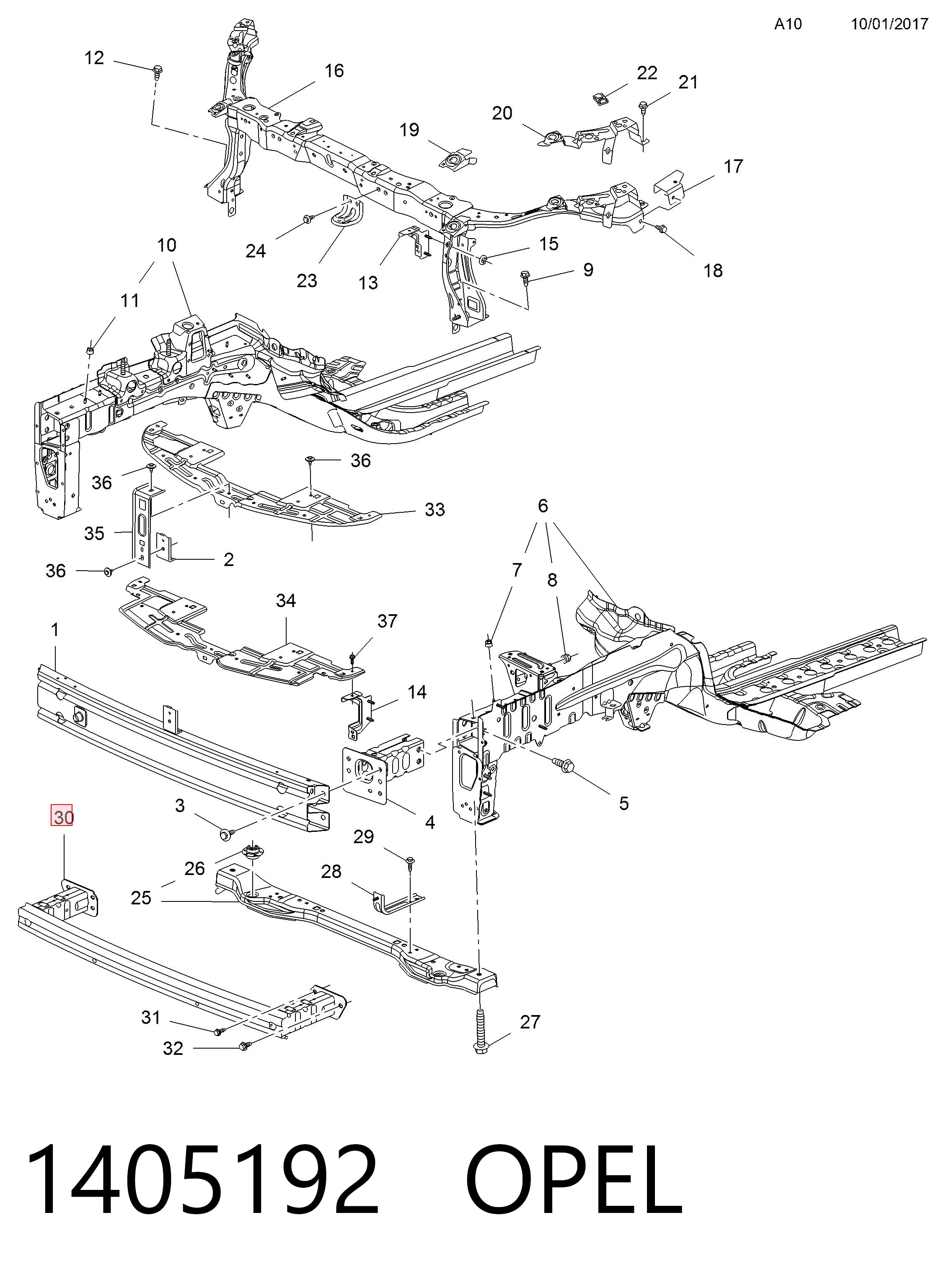 Refuerzo de parachoques delantero Opel Mokka I SUV (J13) (2012 - 2019) precio, desde 89,91 EUR