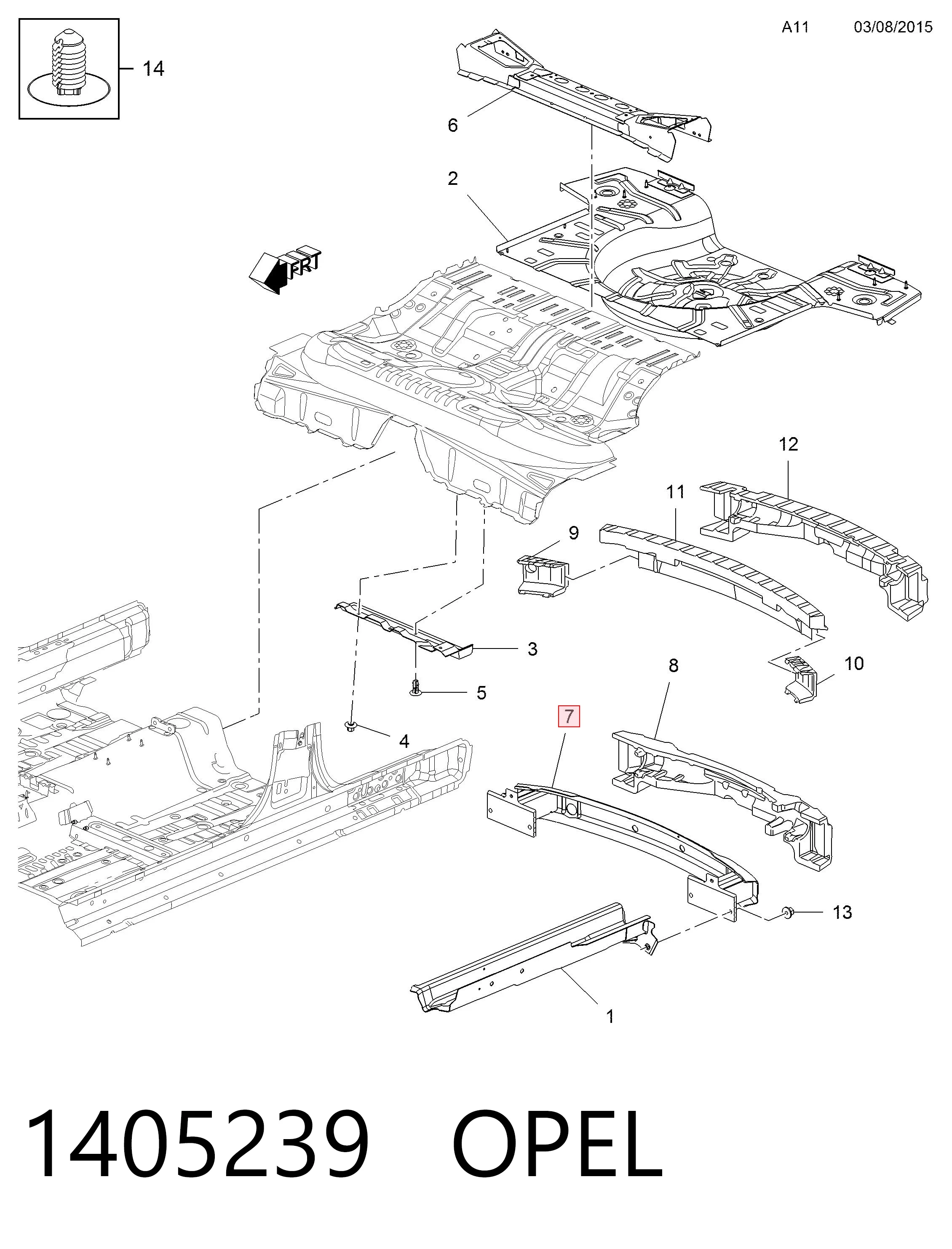Refuerzo parachoques trasero para Opel Insignia A G09