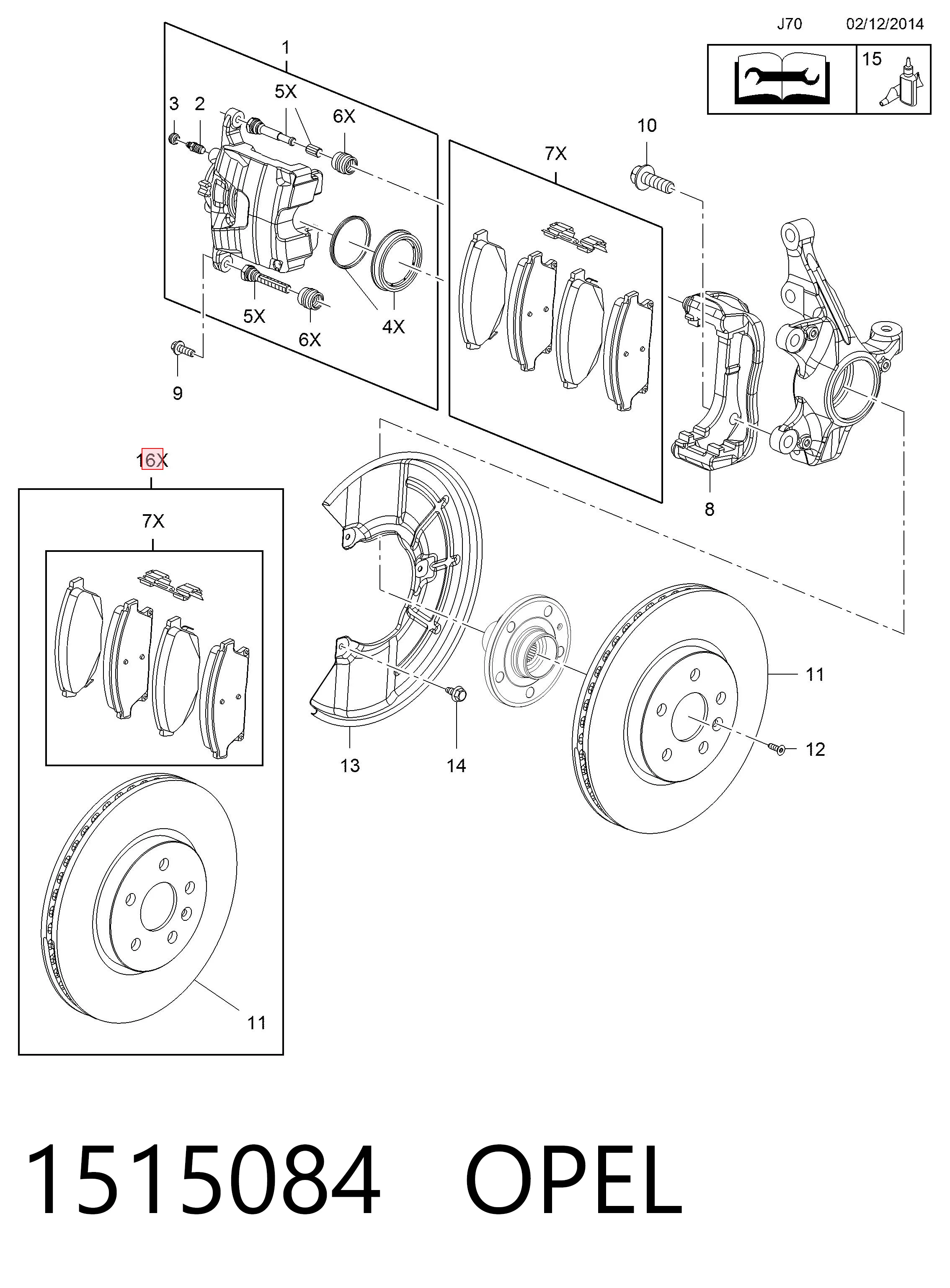 Disco de freno delantero para Opel Mokka  (J13)