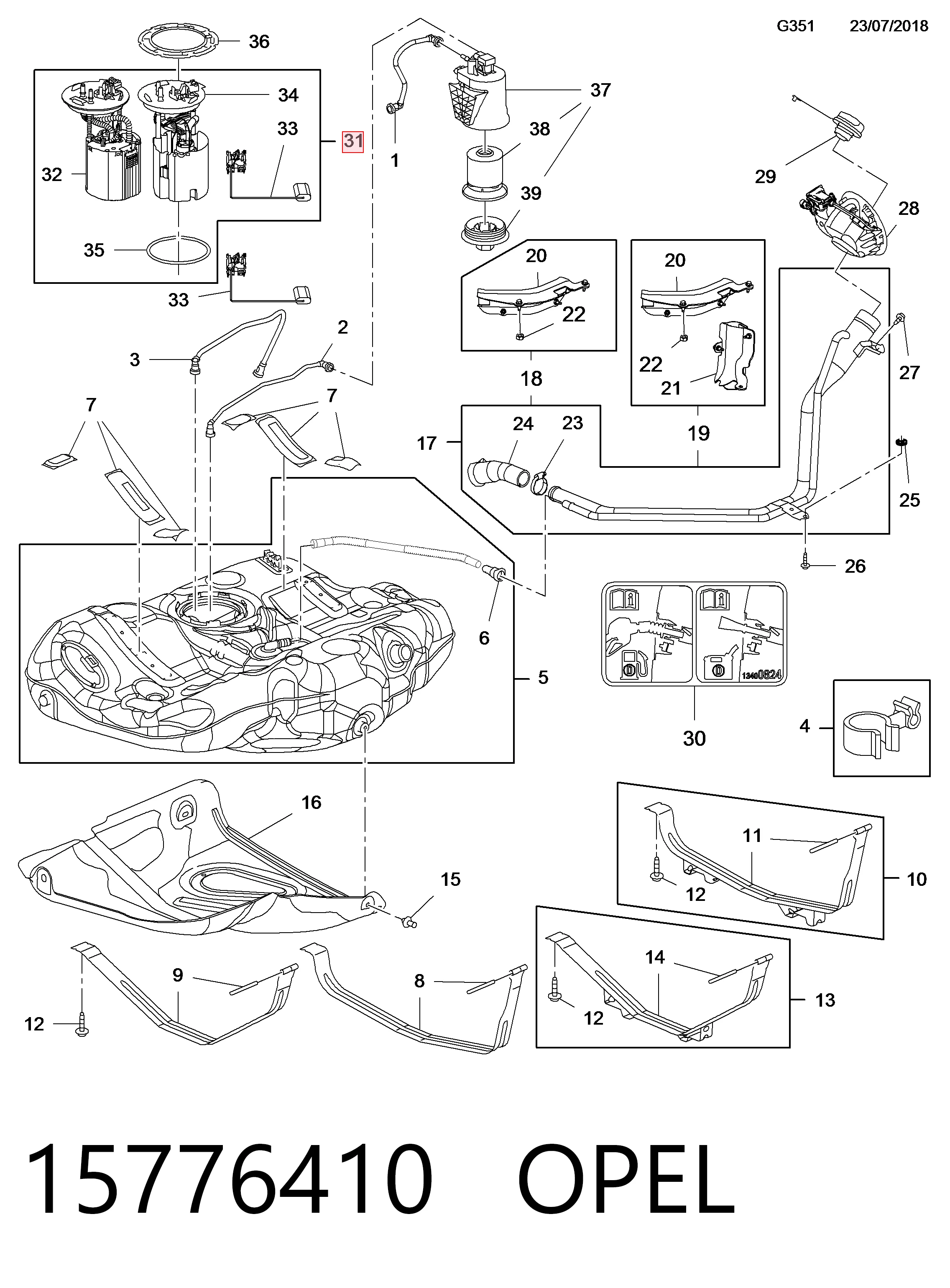 15776410 Opel Módulo de alimentación de combustible