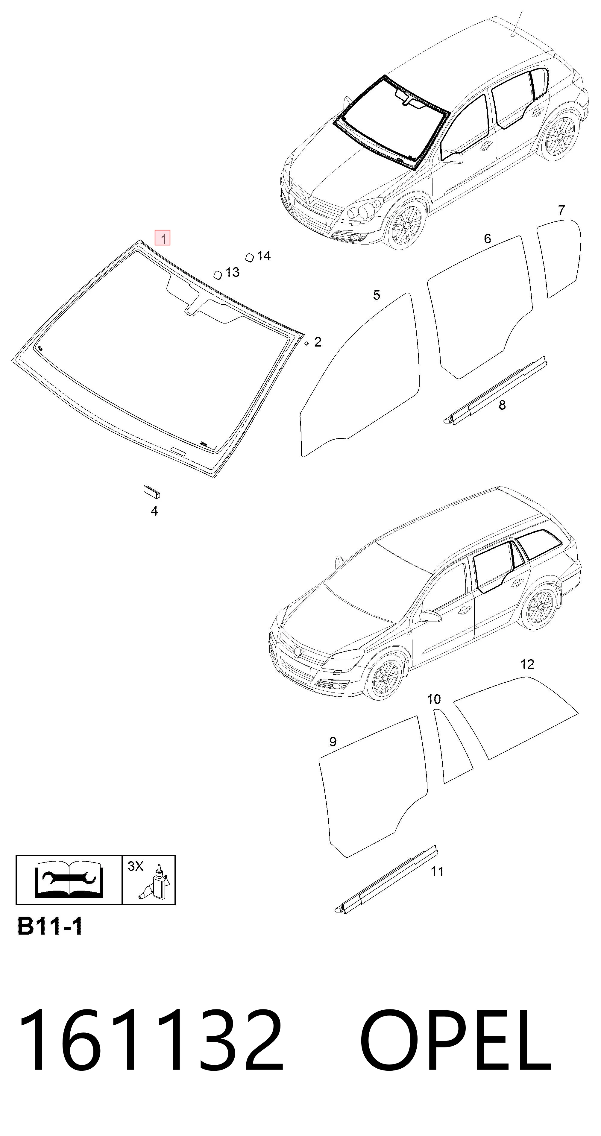 Parabrisas delantero  Opel Astra  (2004-2014)