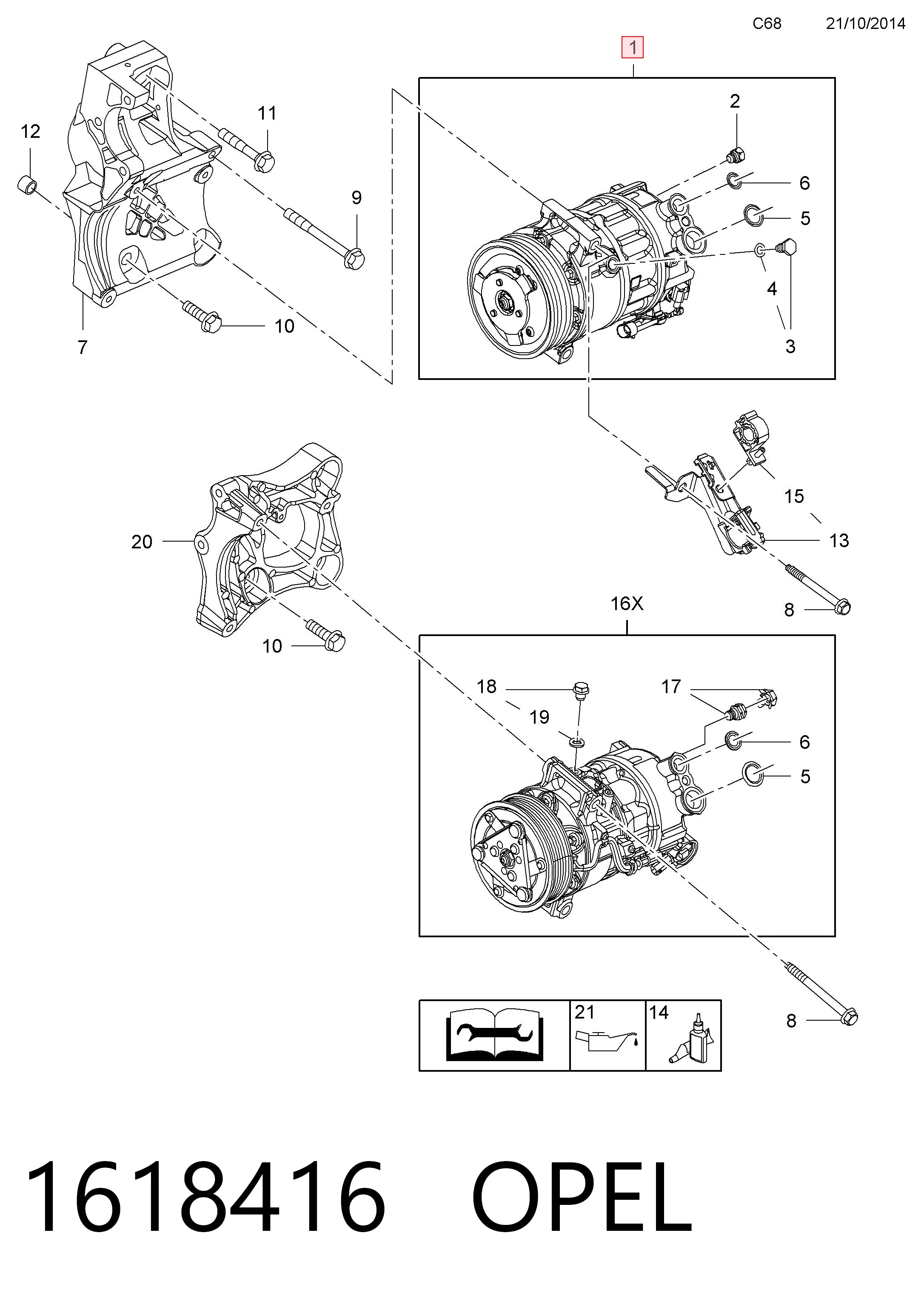 1618416 Opel Compresor climatizador