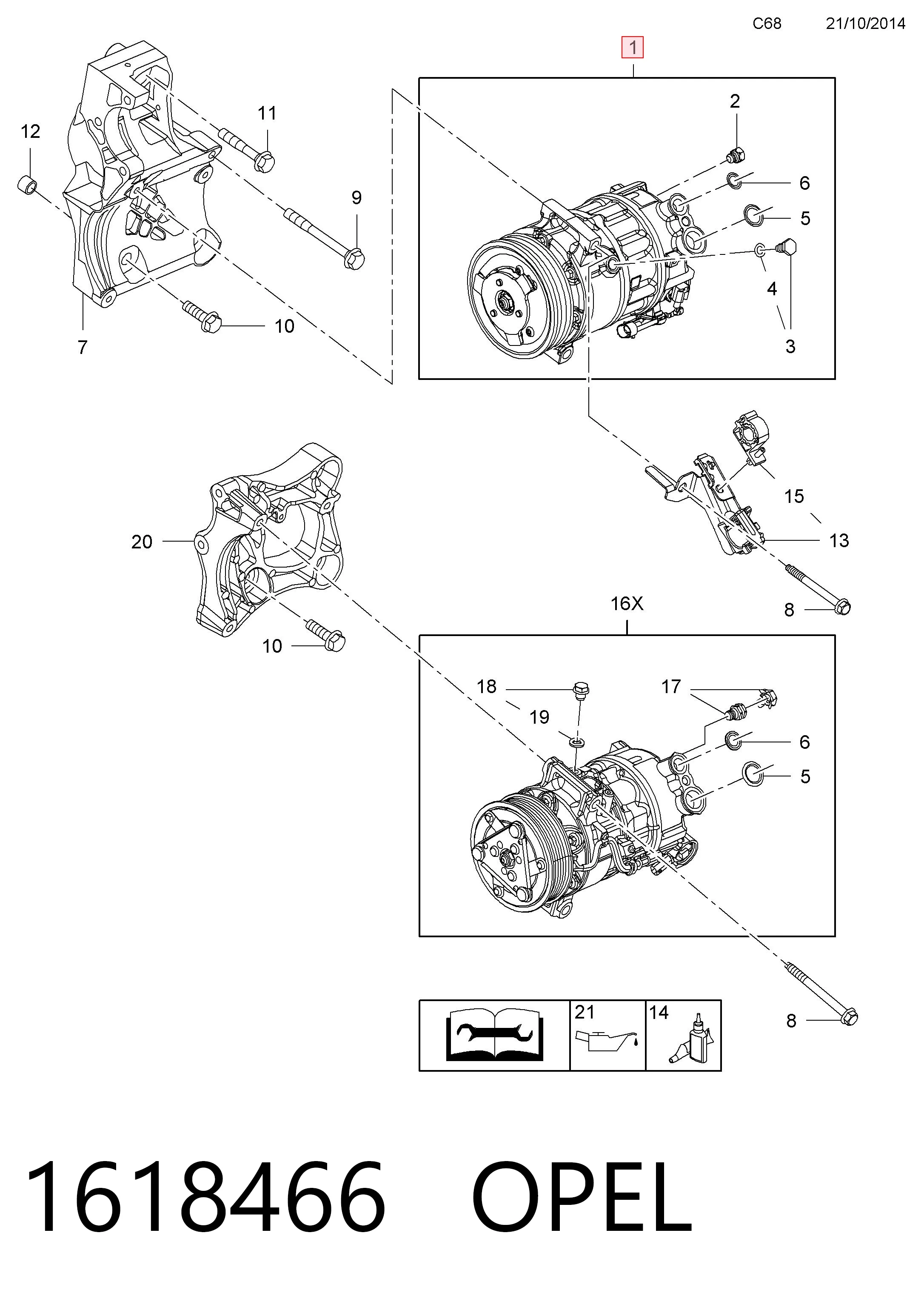 1618466 Opel Compresor climatizador