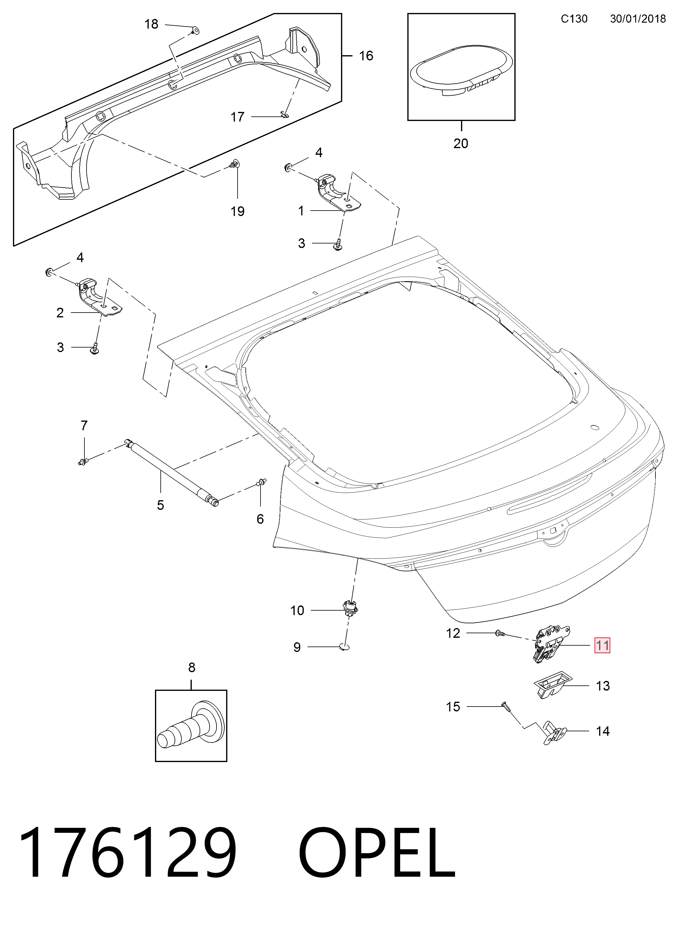 Comprar Cerradura de tapa de maletero Opel Insignia  G09 a bajo precio