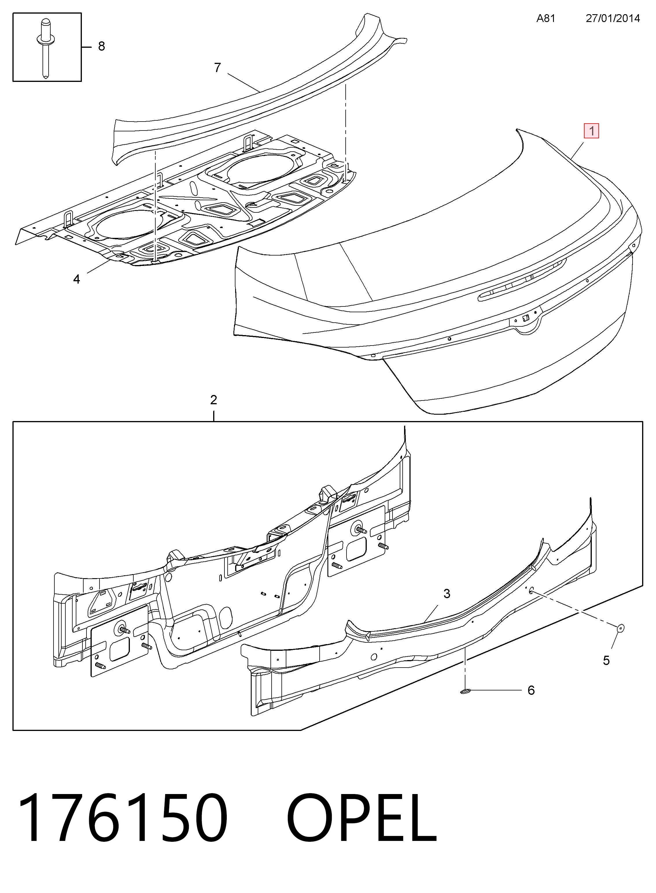 Tapa de maletero para Opel Insignia A G09