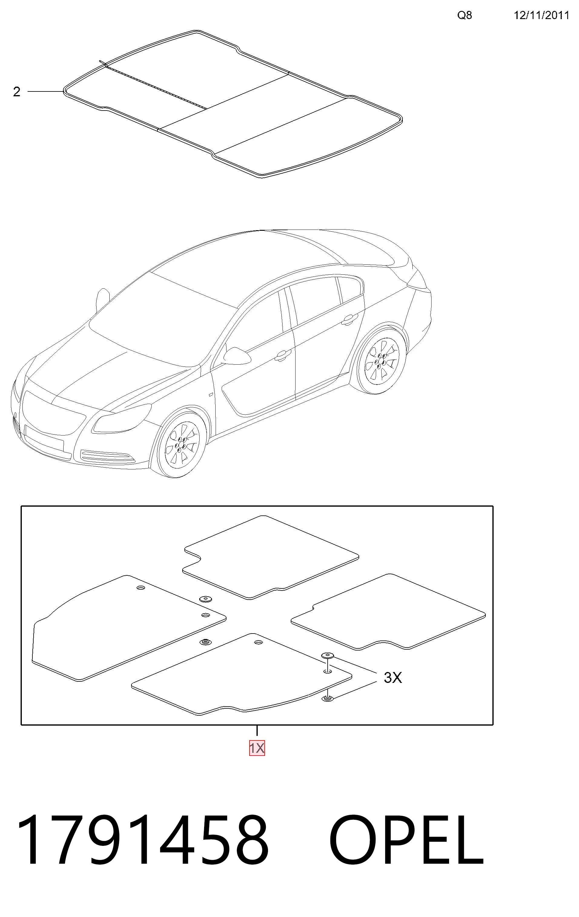 Juego de alfombrillas delanteras y traseras 1791458 OPEL