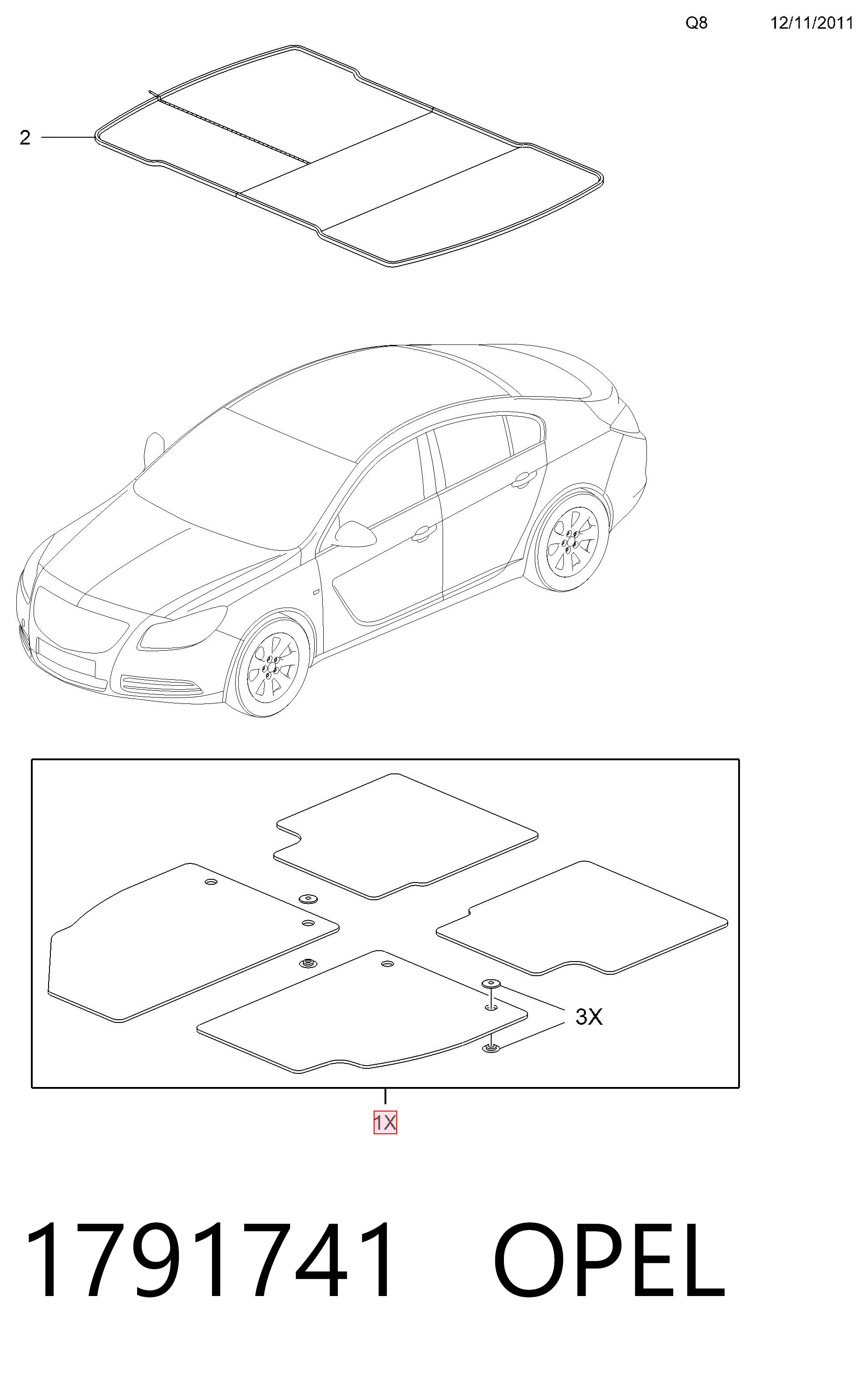 Comprar Juego de alfombrillas delanteras y traseras Opel Insignia G09 a bajo precio