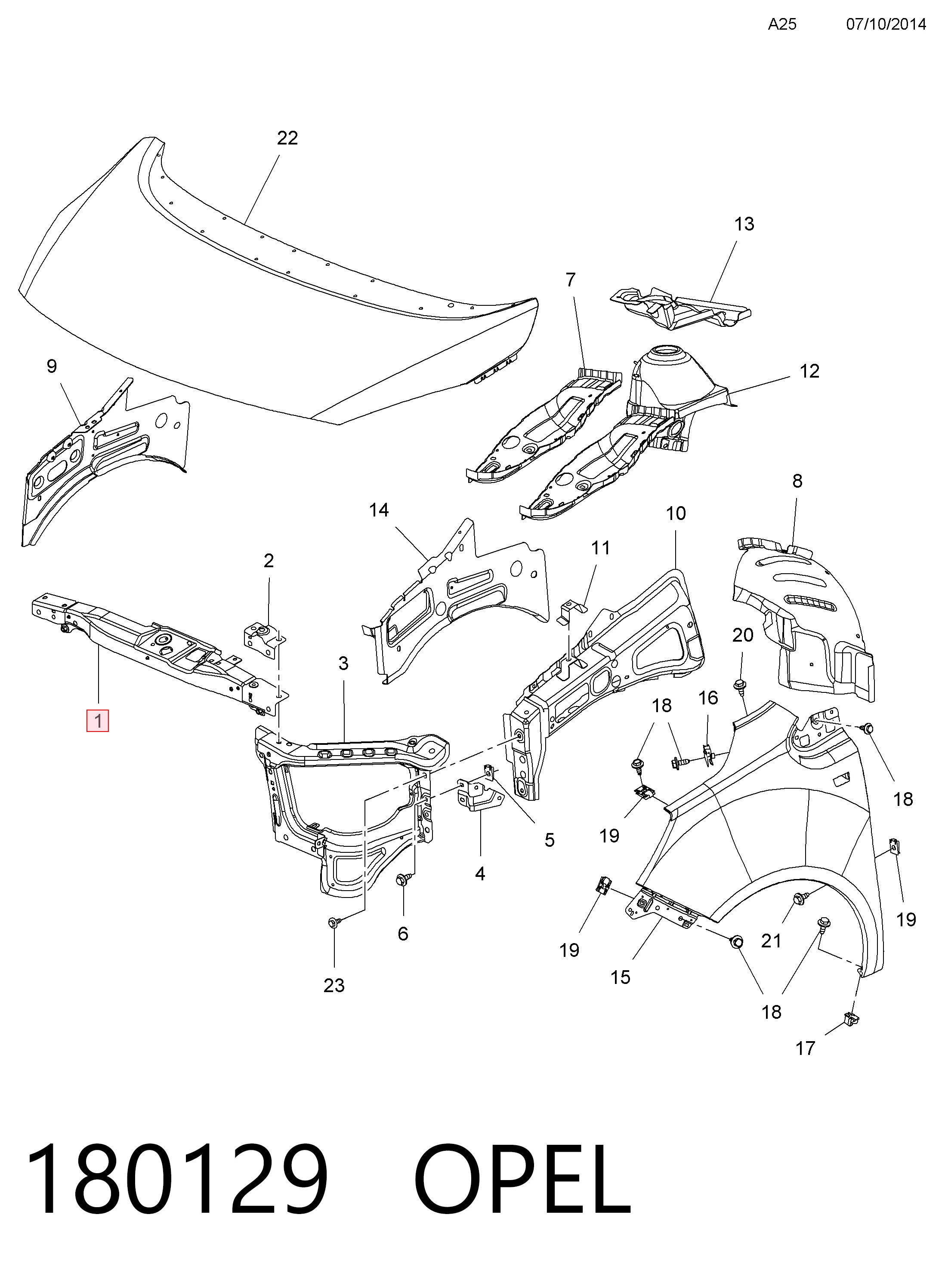  Soporte de radiador Opel Meriva 