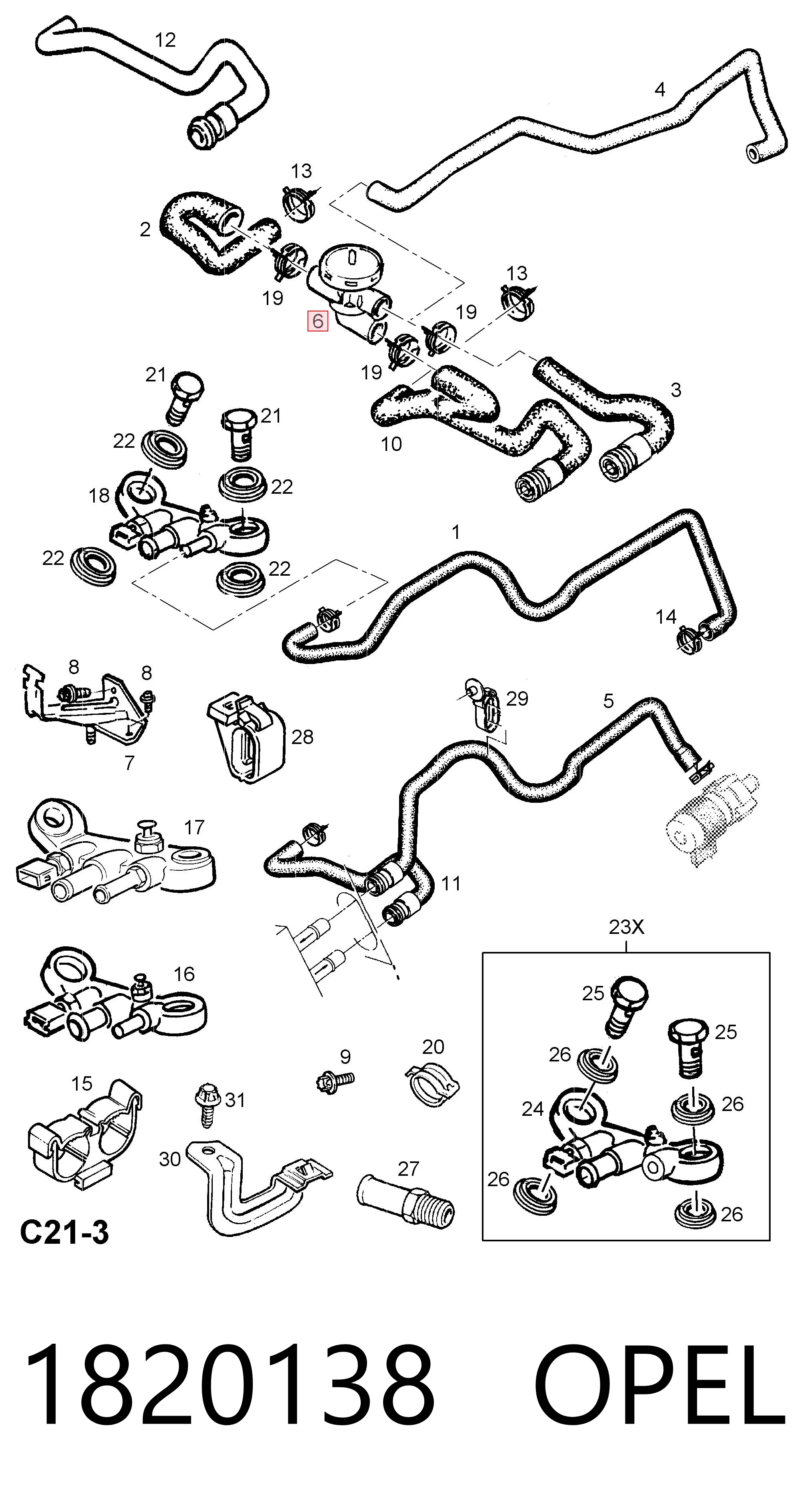 Válvula de calefacción 1820138 OPEL