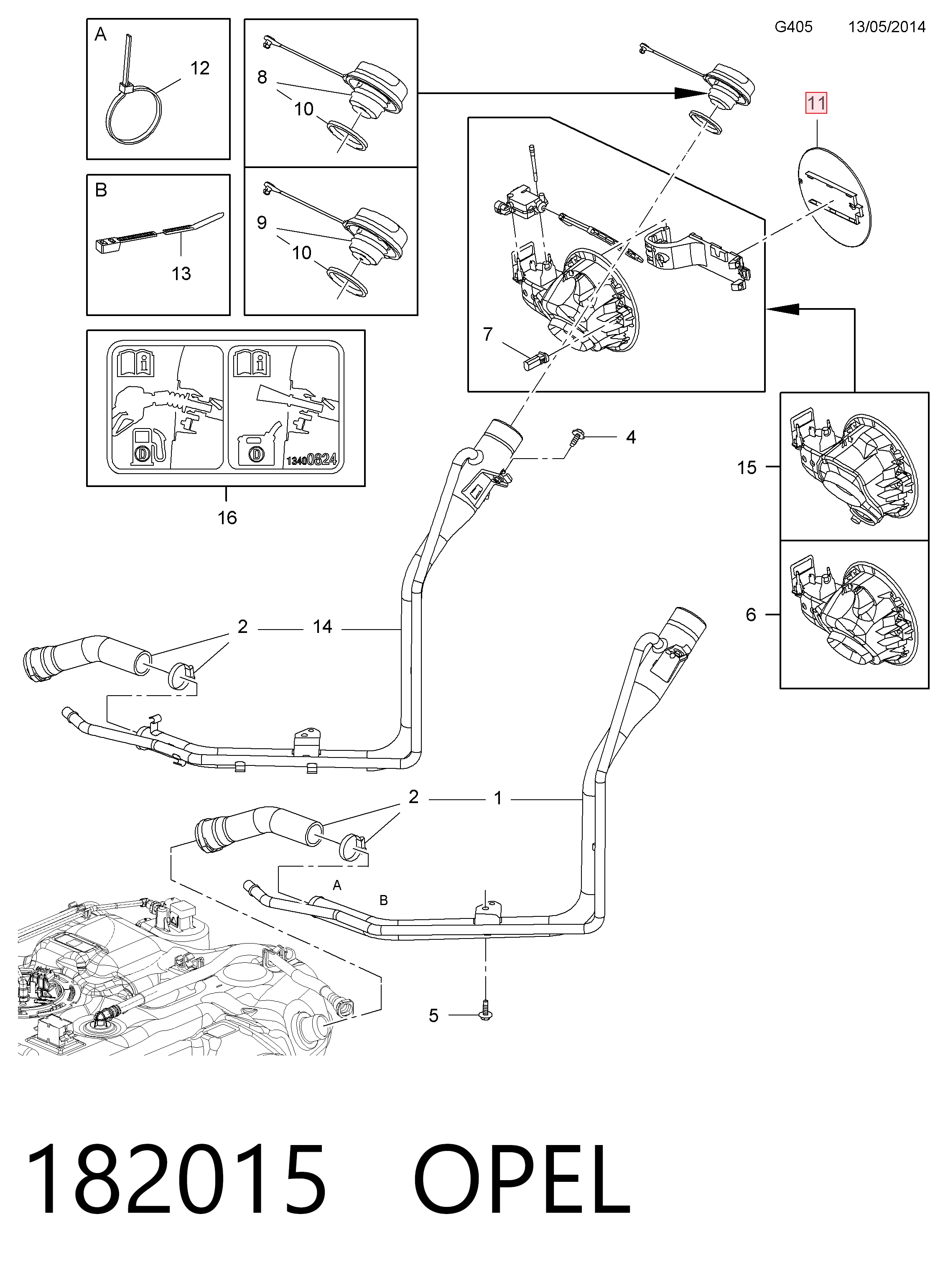 182015 Opel Tapa tanque combustible