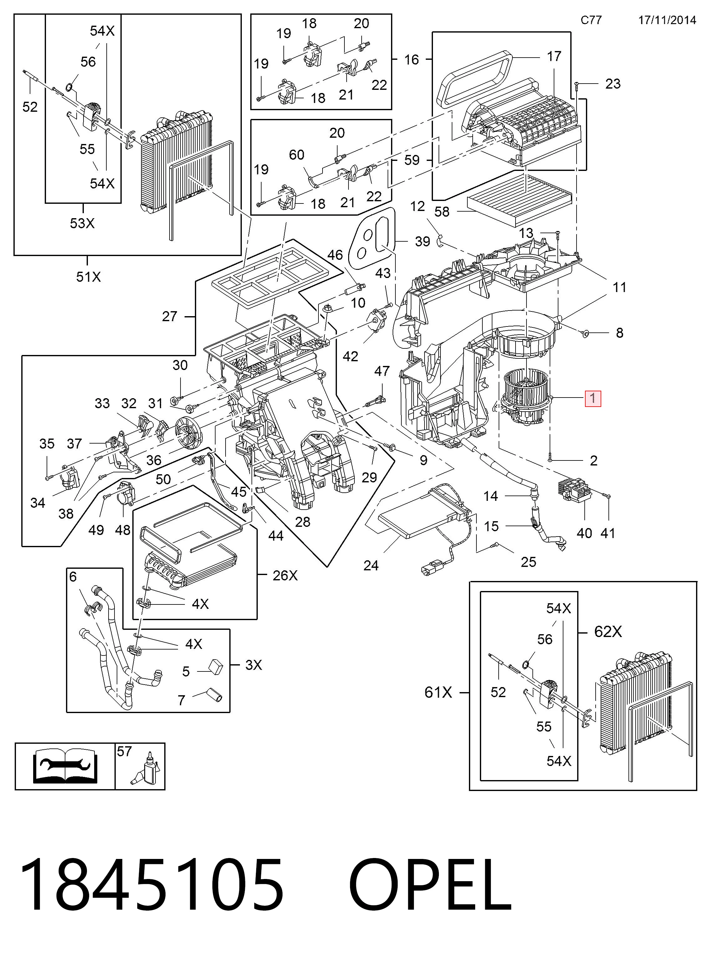 1845105 Opel Ventilador de habitáculo