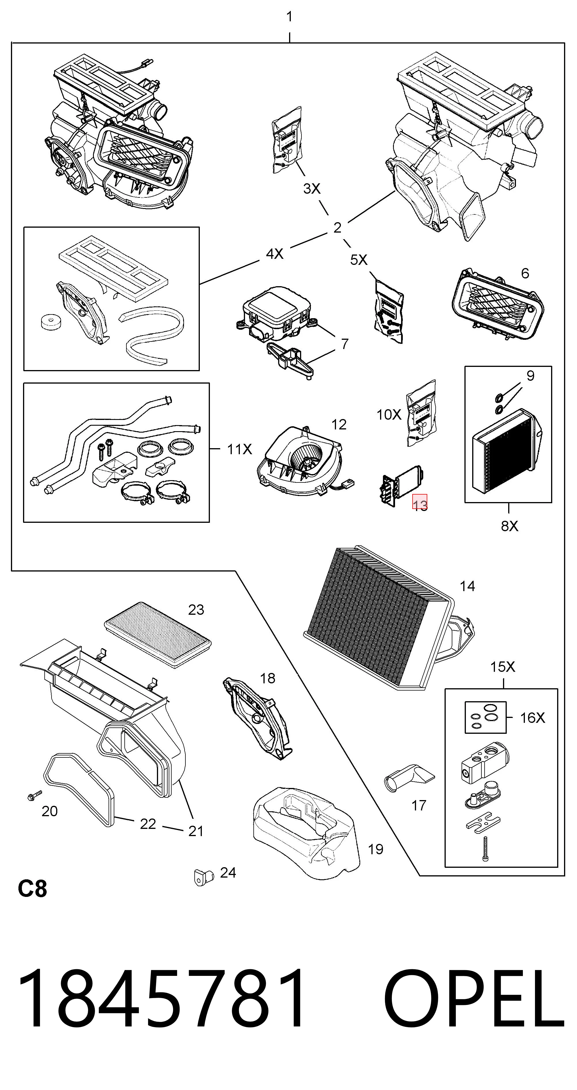 1845781 Opel Regulador de velocidad del ventilador de refrigeración (unidad de control)