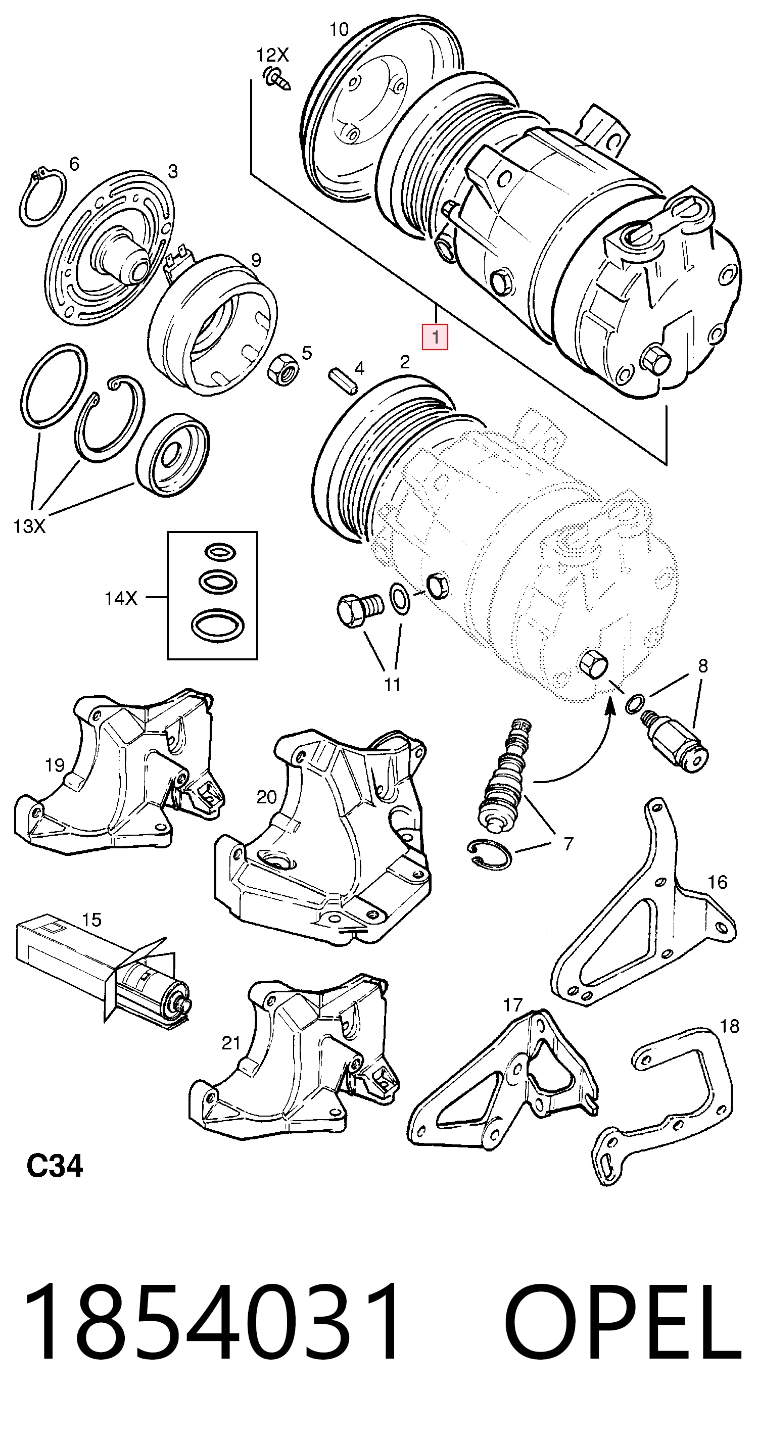 1854031 Opel Compresor climatizador
