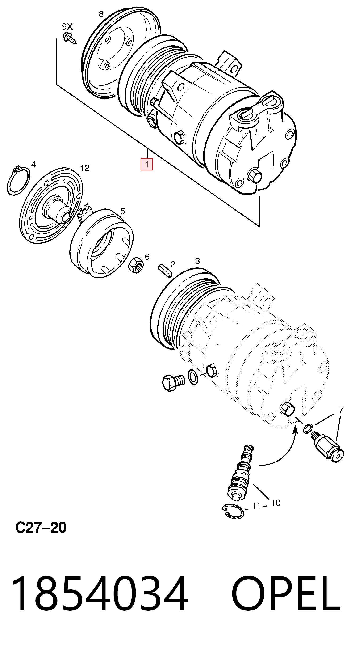 1854034 Opel Compresor climatizador