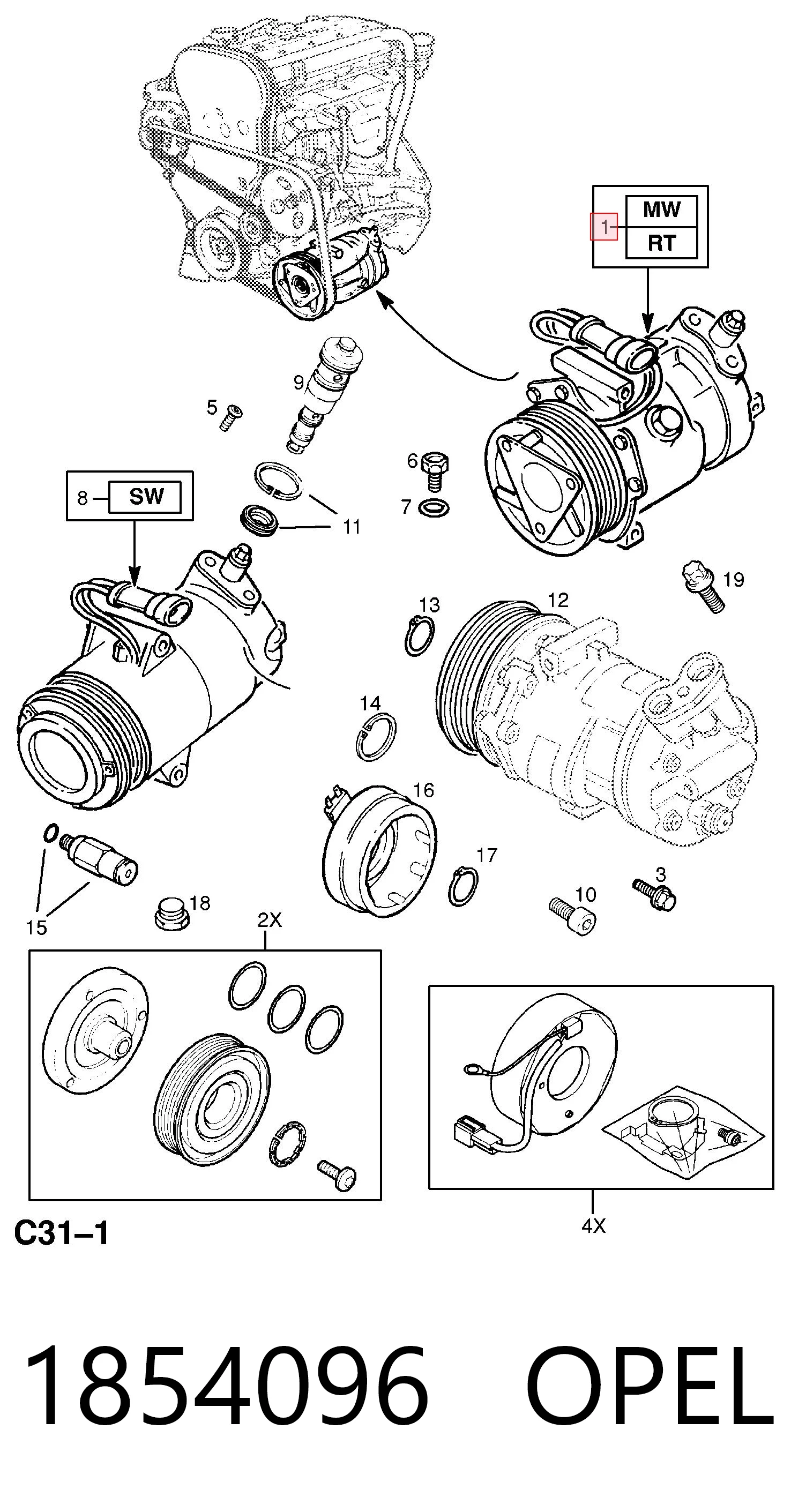1854096 Opel Compresor climatizador