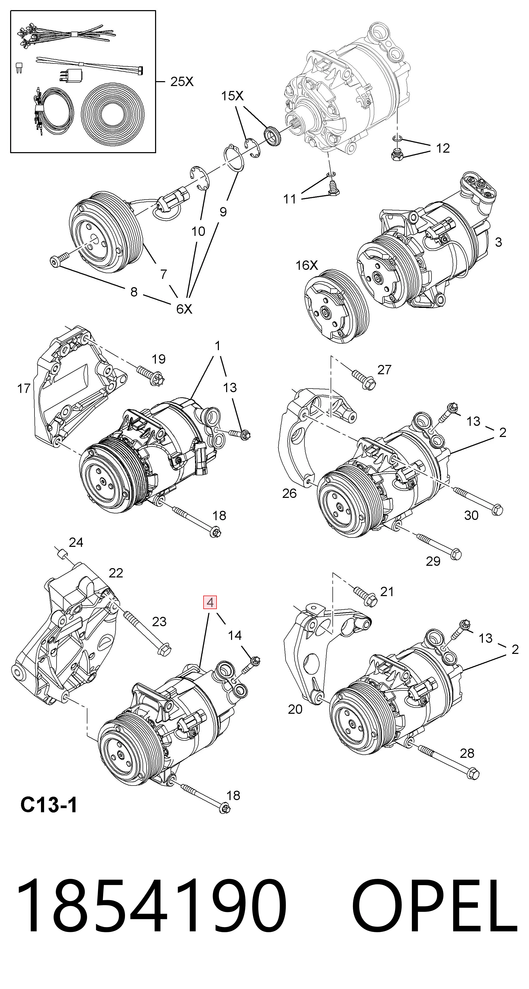 1854190 Opel Compresor climatizador