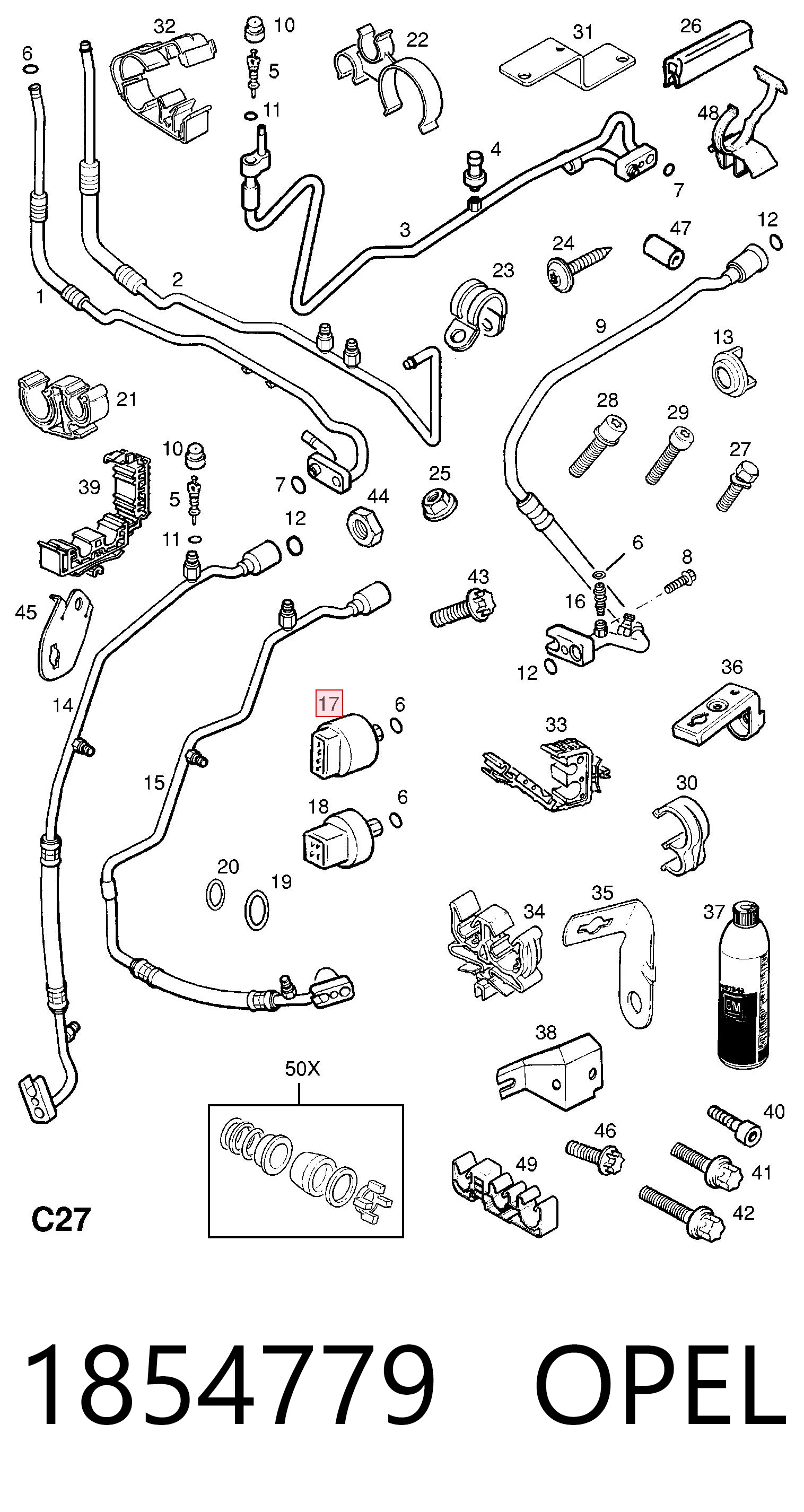 Sensor de presión absoluta del aire acondicionado 1854779 OPEL