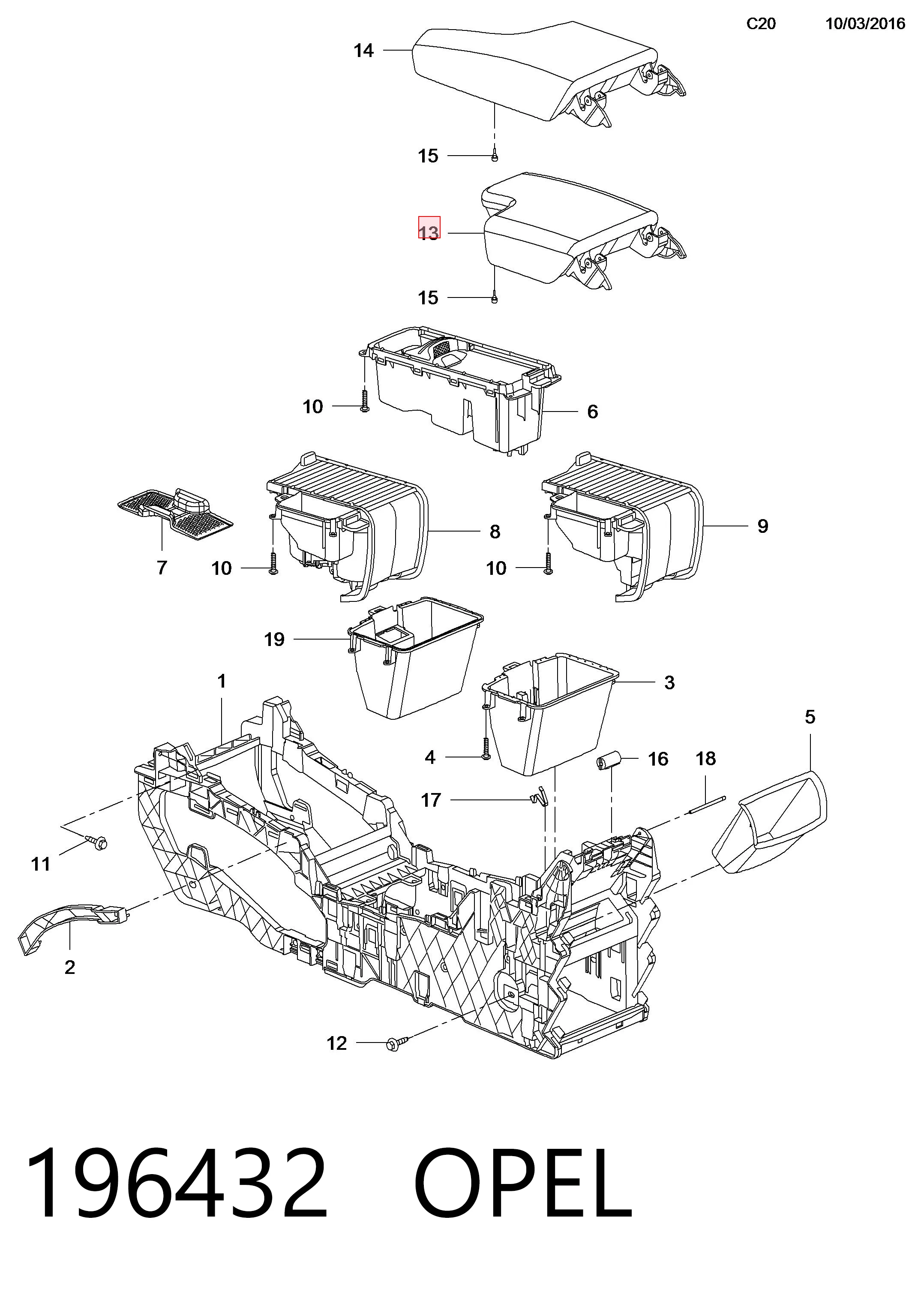 Apoyabrazos para Opel Insignia A G09