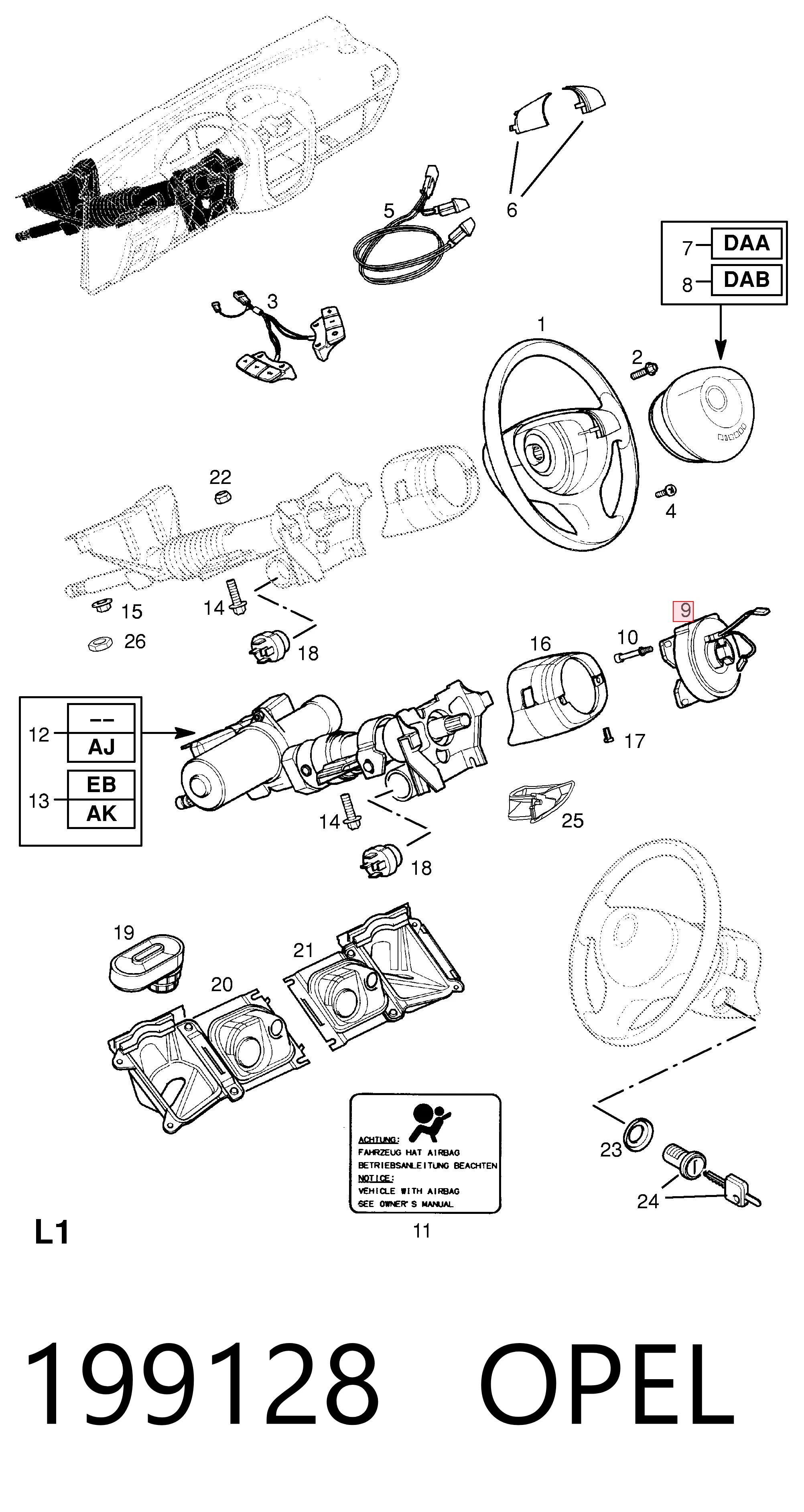 Anillo AIRBAG del volante Opel Corsa  desde 40,66 €