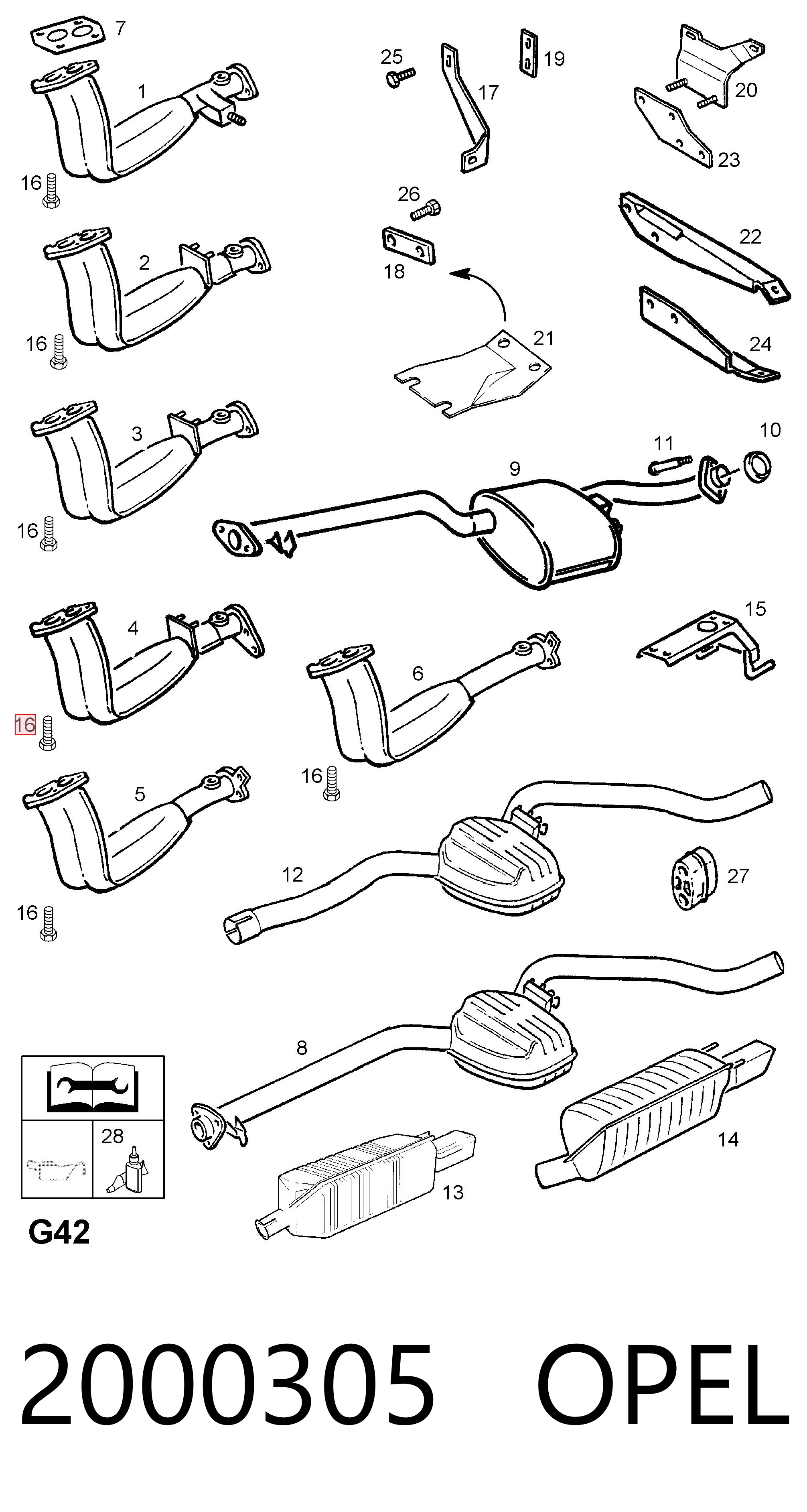 Perno del sistema de escape (silenciador) General Motors 90067027 precio, desde 0,58 EUR