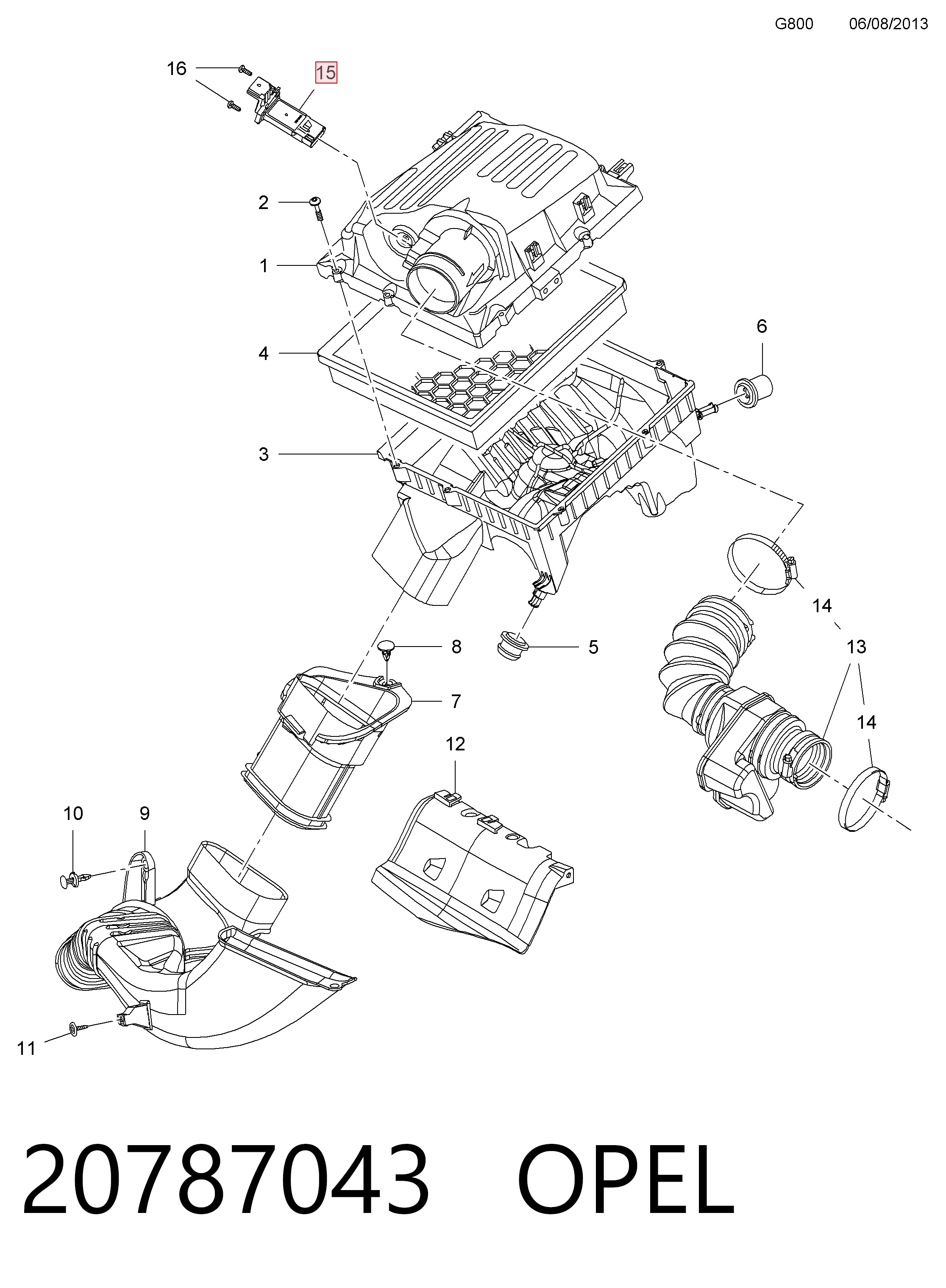 20787043 Opel Sensor de flujo de aire