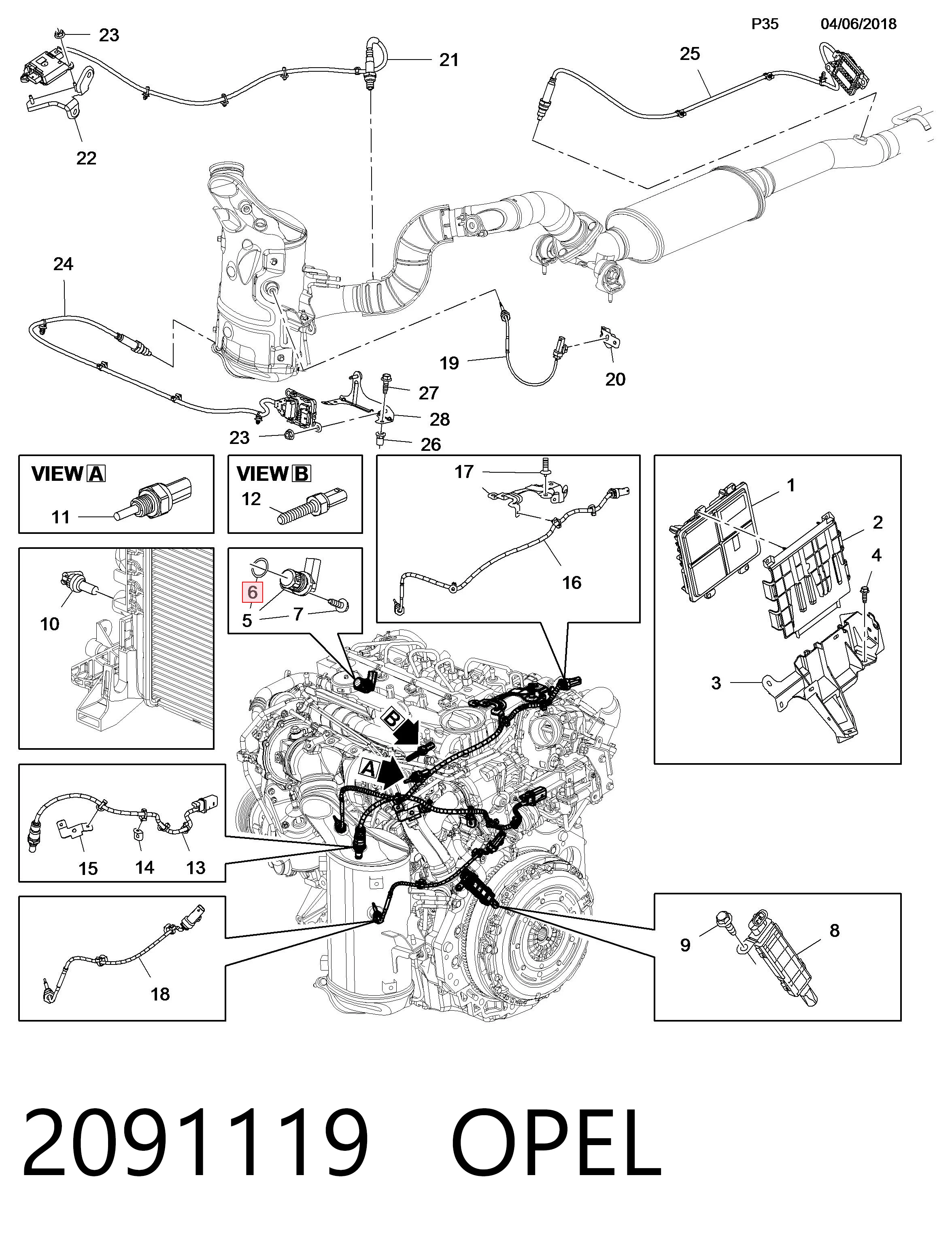 2091119 Opel Sensor posición arbol de levas