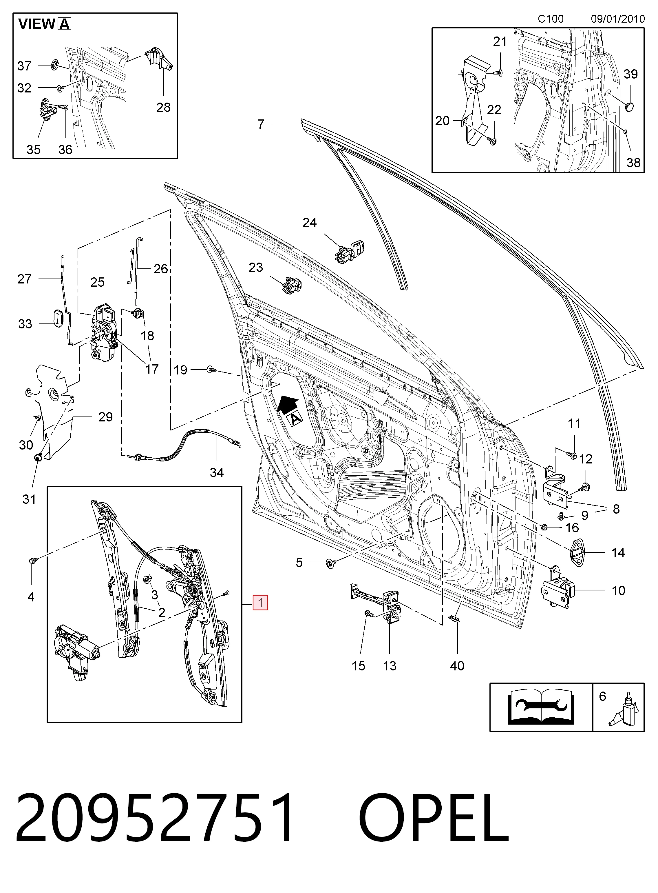Comprar Mecanismo de elevalunas de la puerta delantera derecha Opel Insignia  G09 a bajo precio