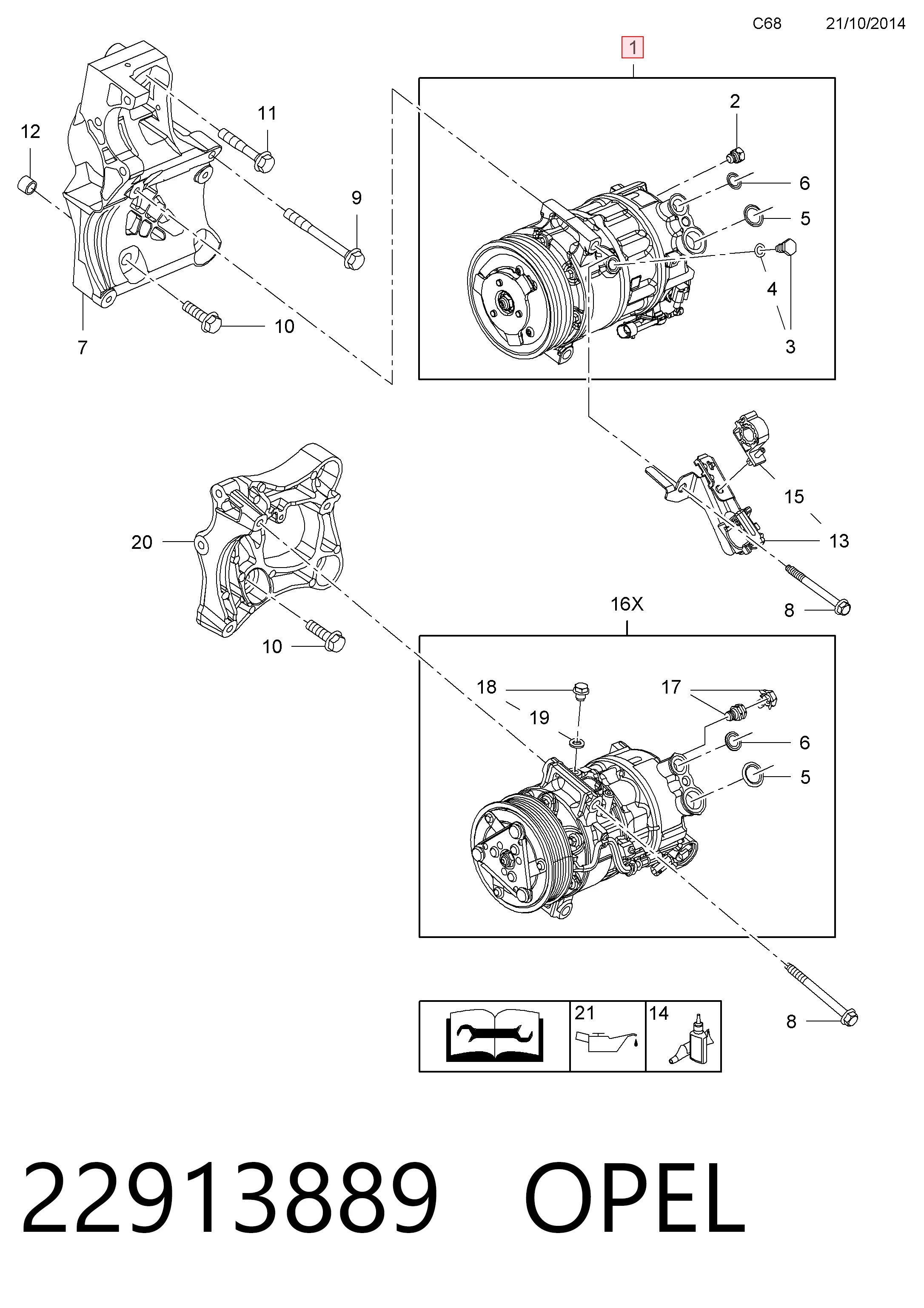 22913889 Opel Compresor climatizador