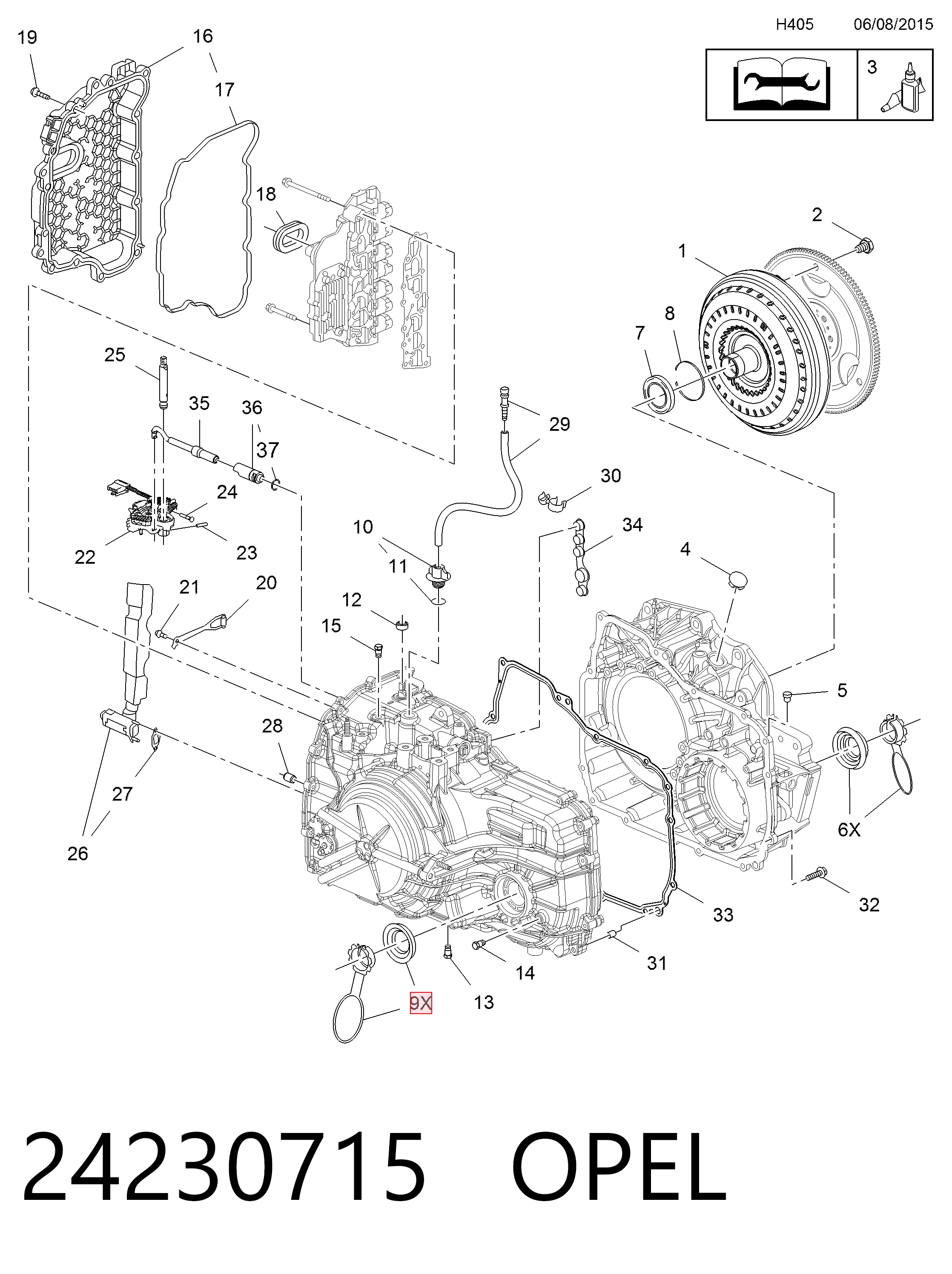 Retén del semieje delantero izquierdo 24230715 Hyundai/Kia