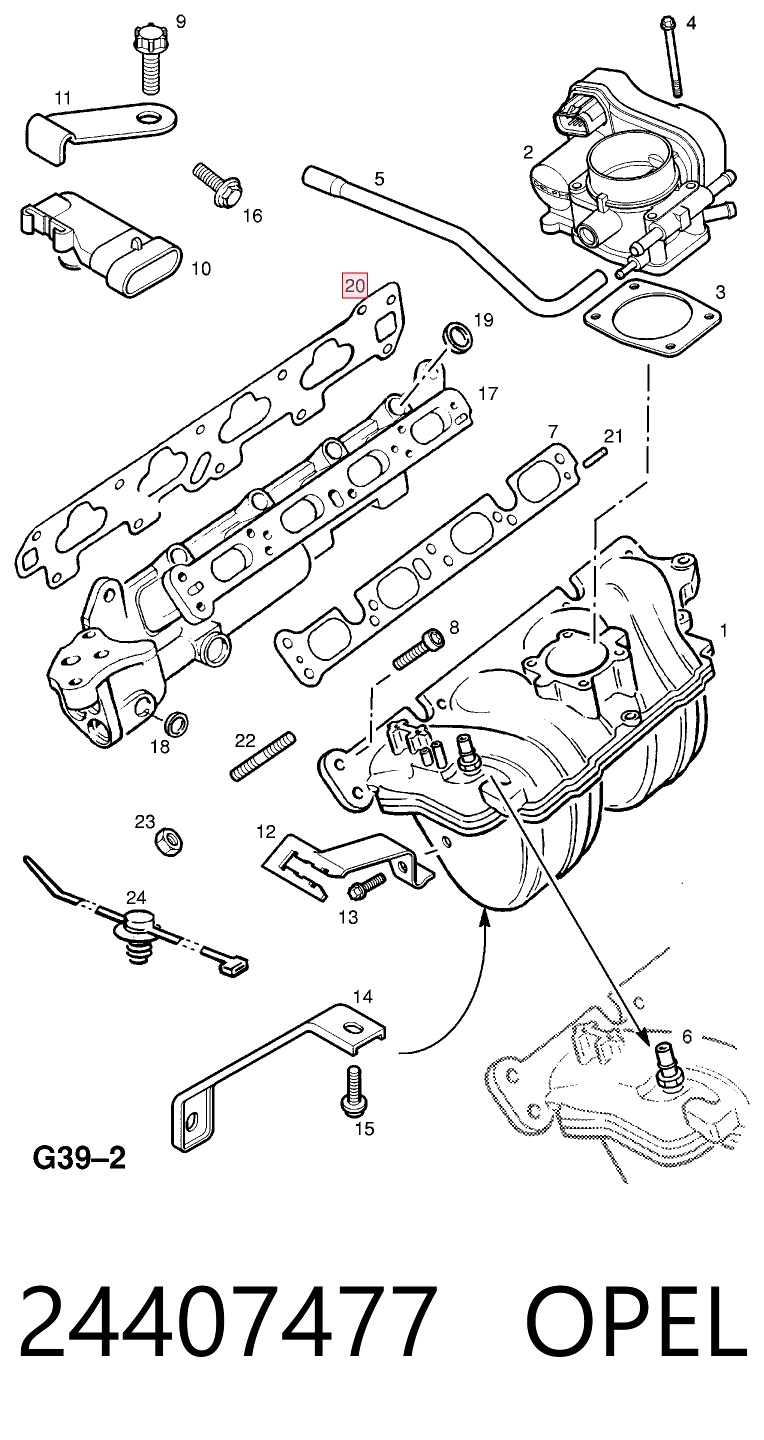 Junta colector de admisión Opel Astra  (F07)