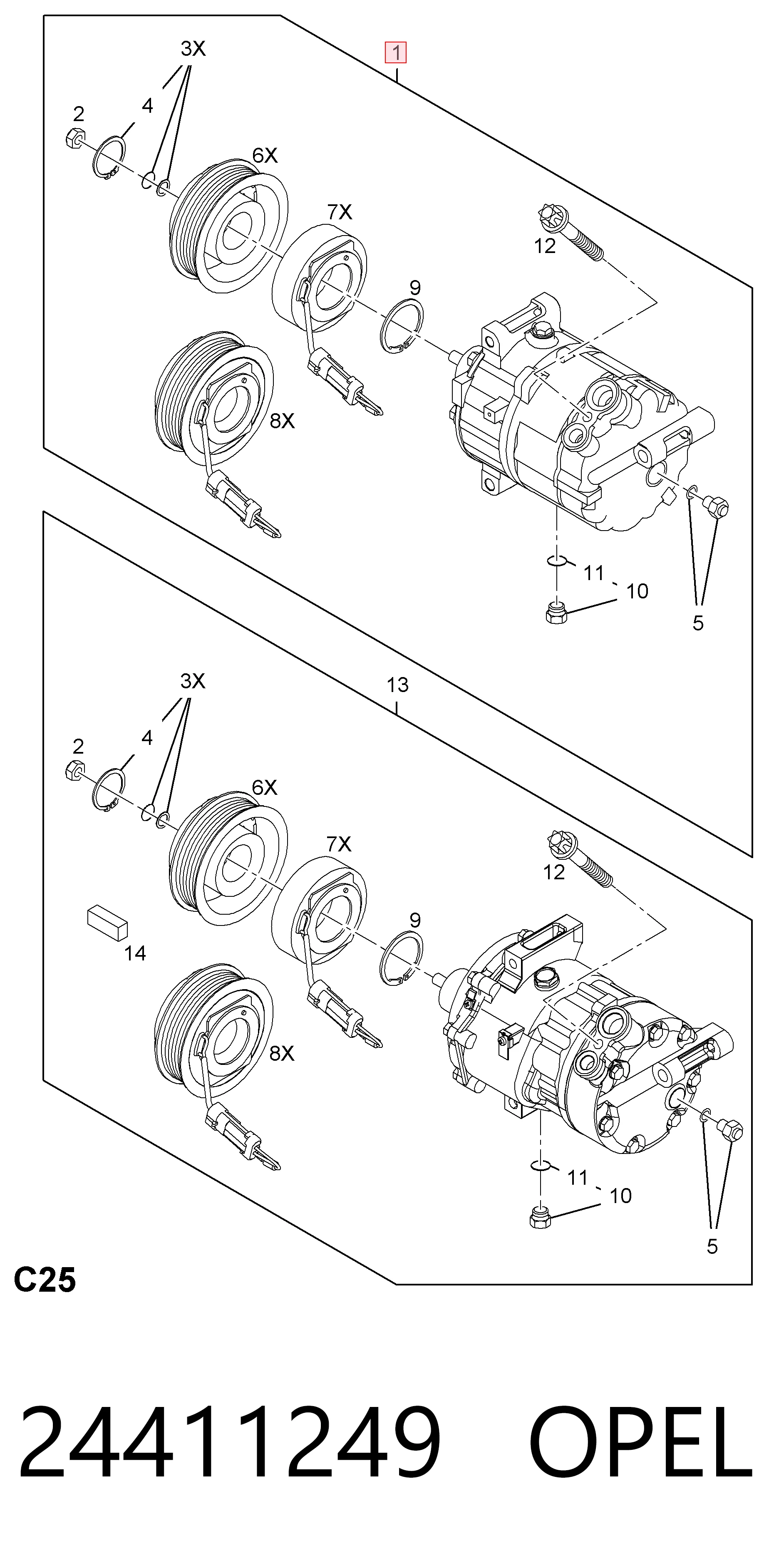 24411249 Opel Compresor climatizador
