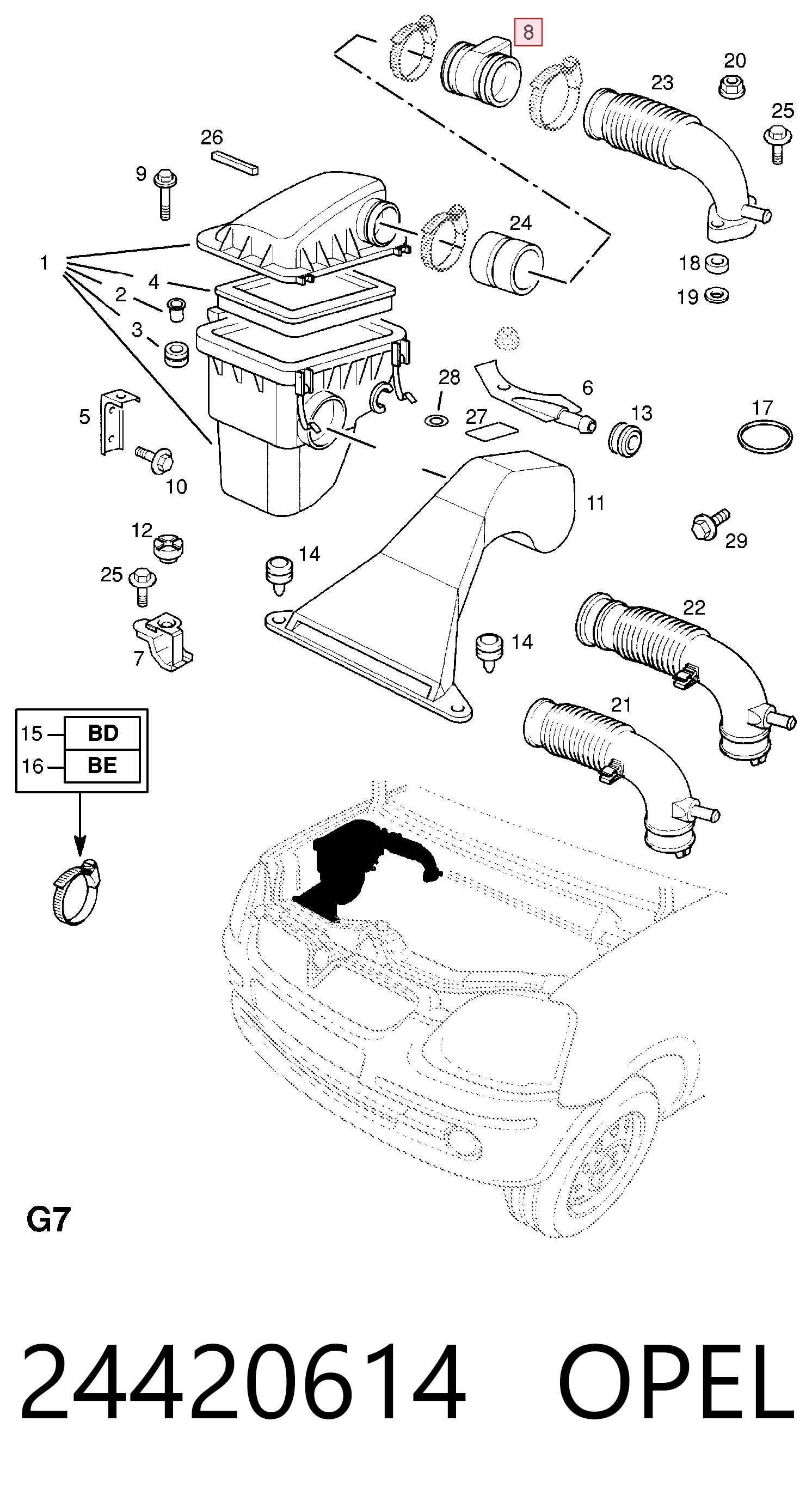 24420614 Opel Sensor de flujo de aire