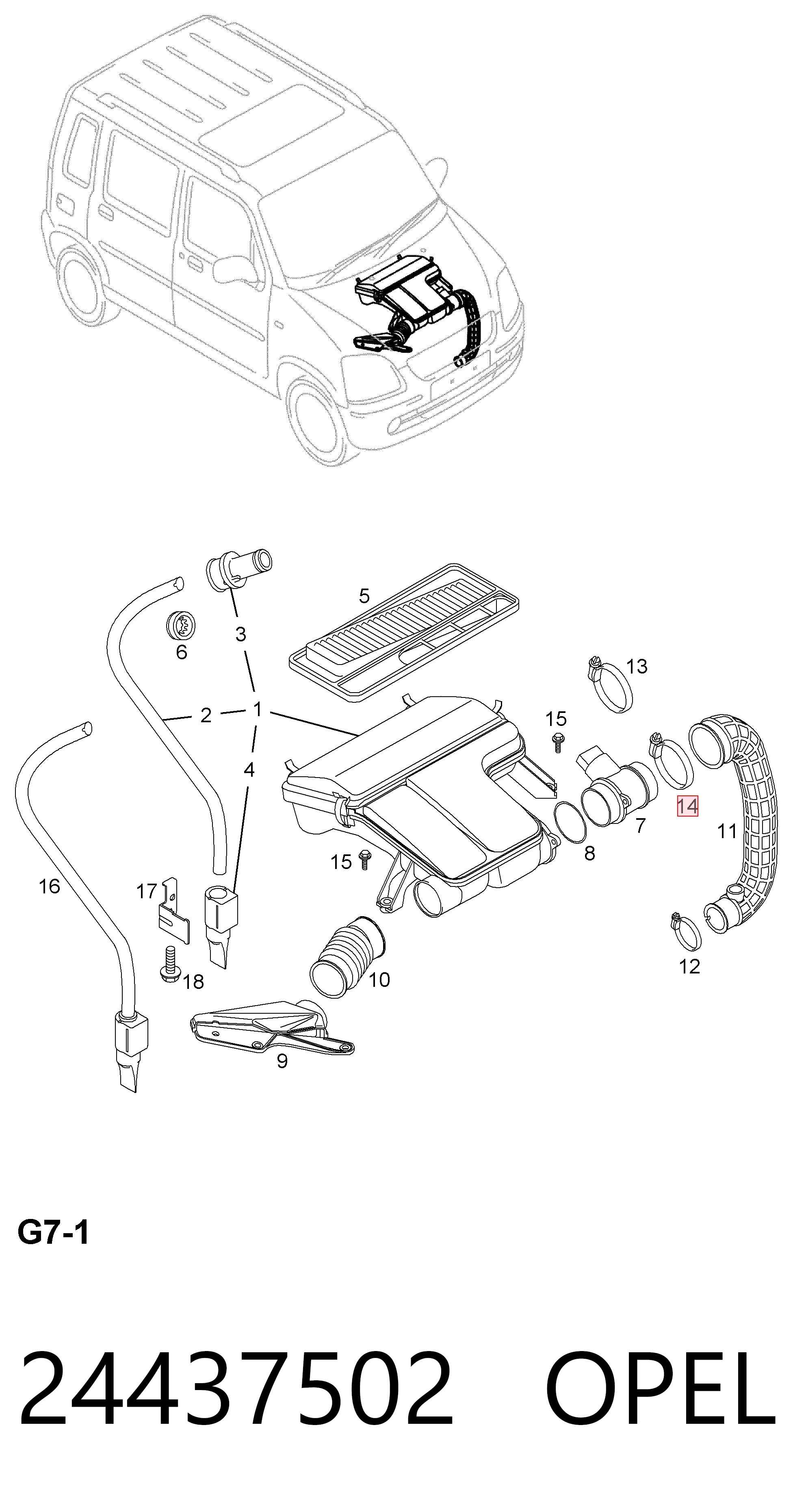 24437502 Opel Sensor de flujo de aire