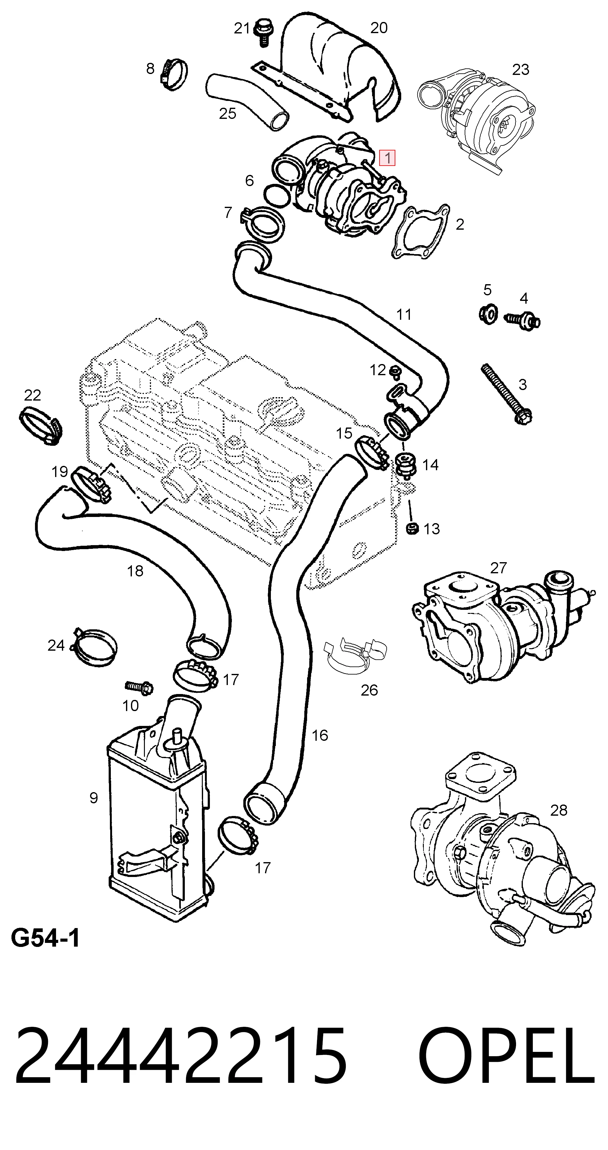 24442215 Opel Turbo para motor