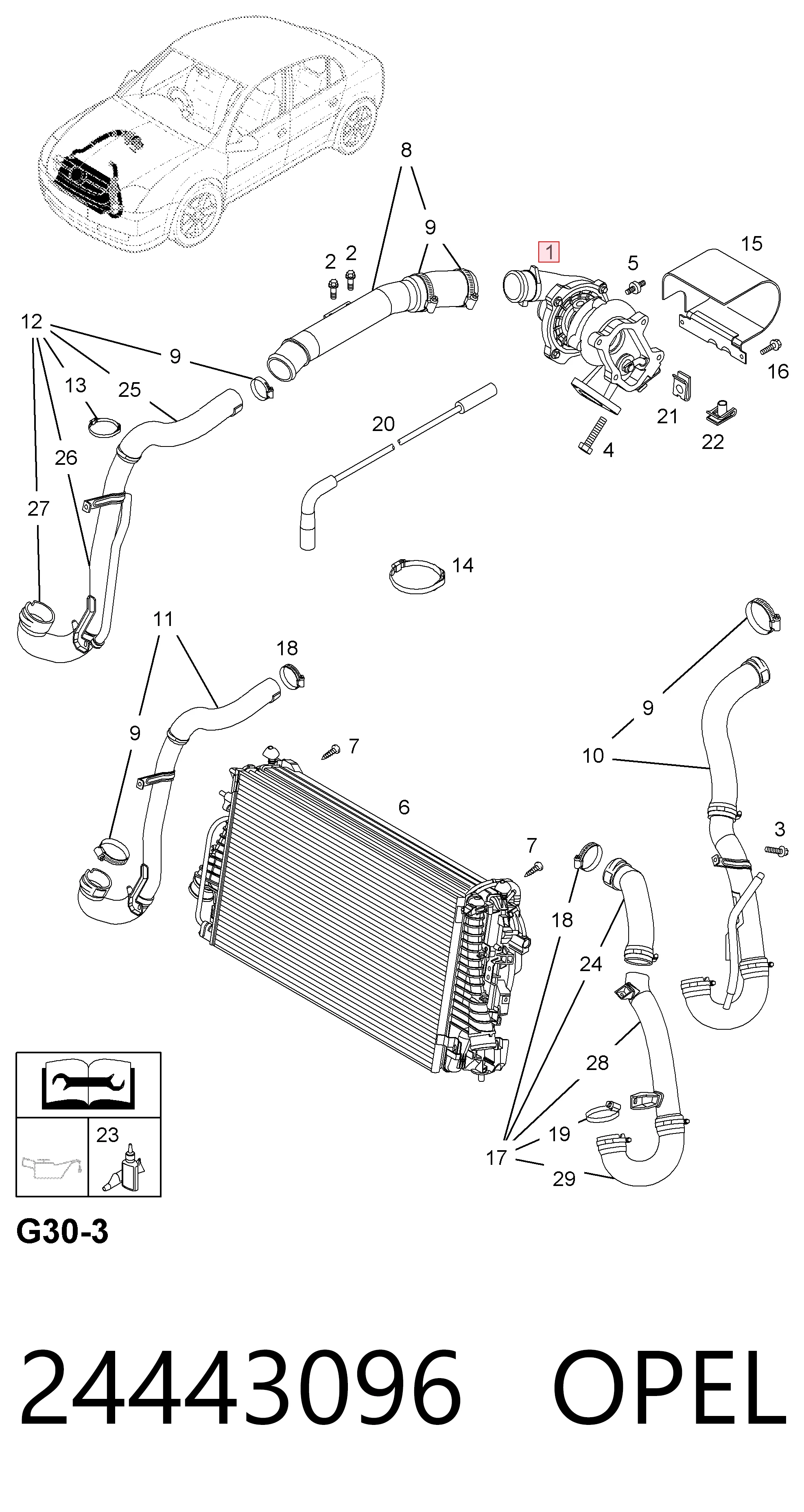 24443096 Opel Turbo para motor