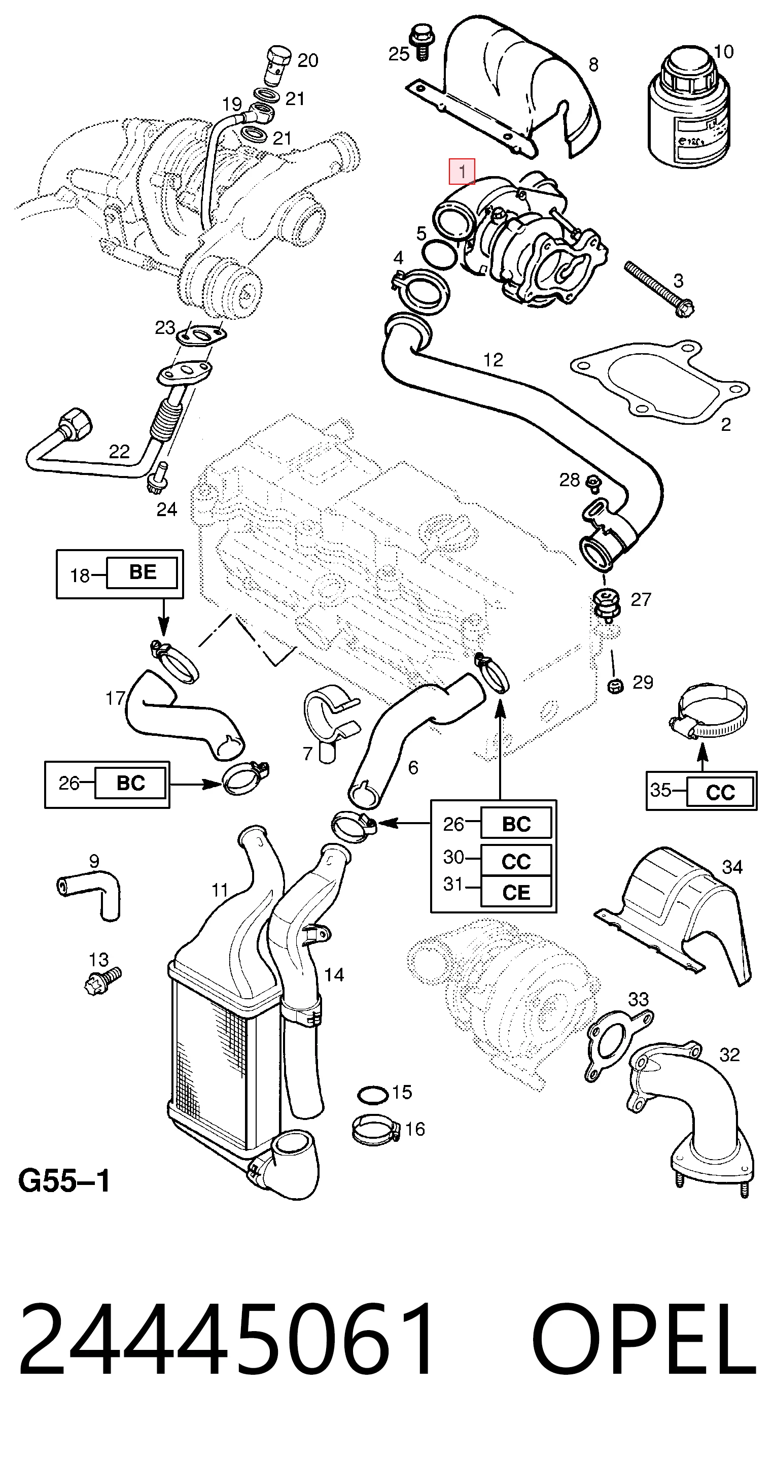 24445061 Opel Turbo para motor