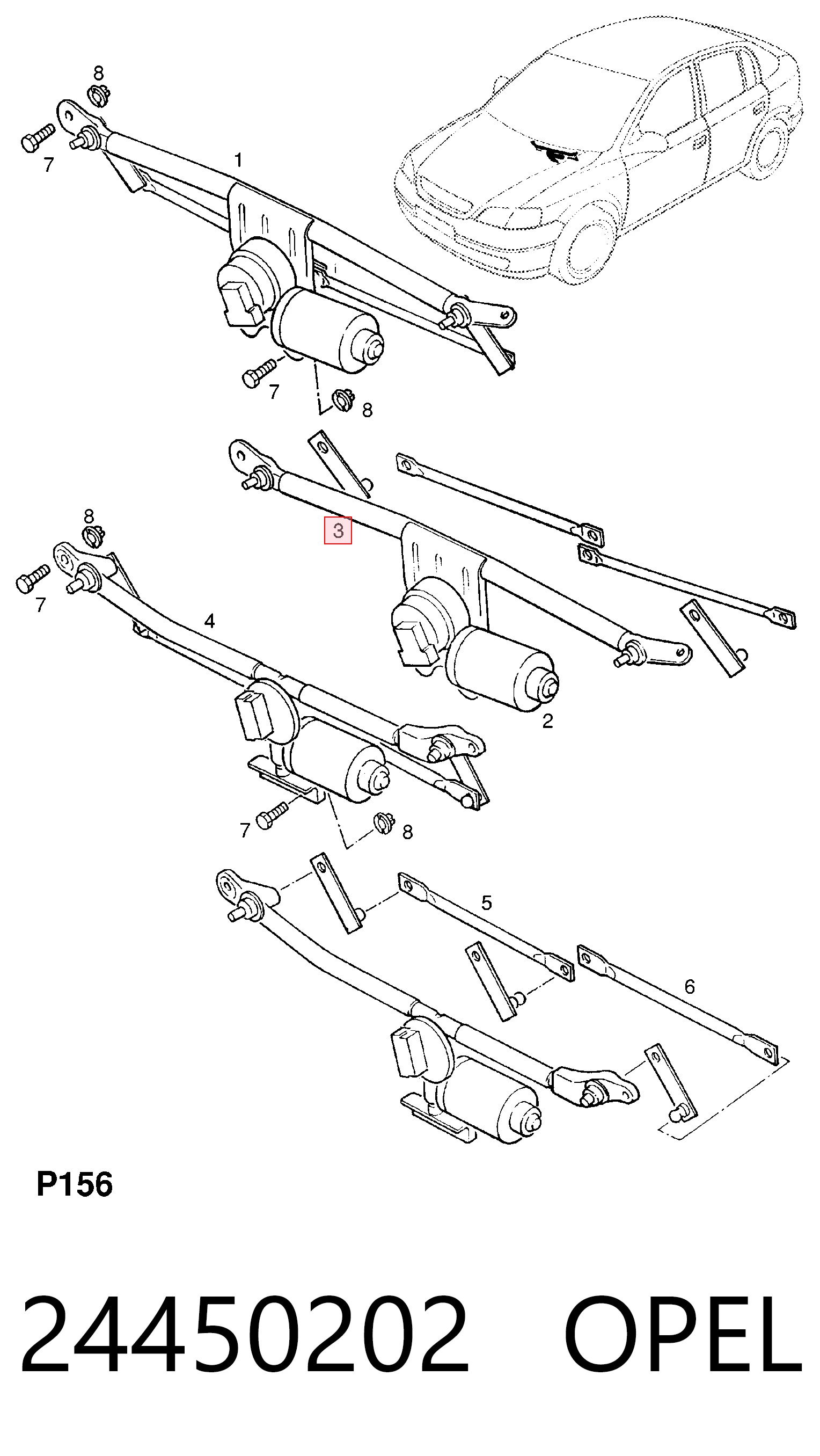 Trapezio del limpiaparabrisas para Opel Astra (F35)