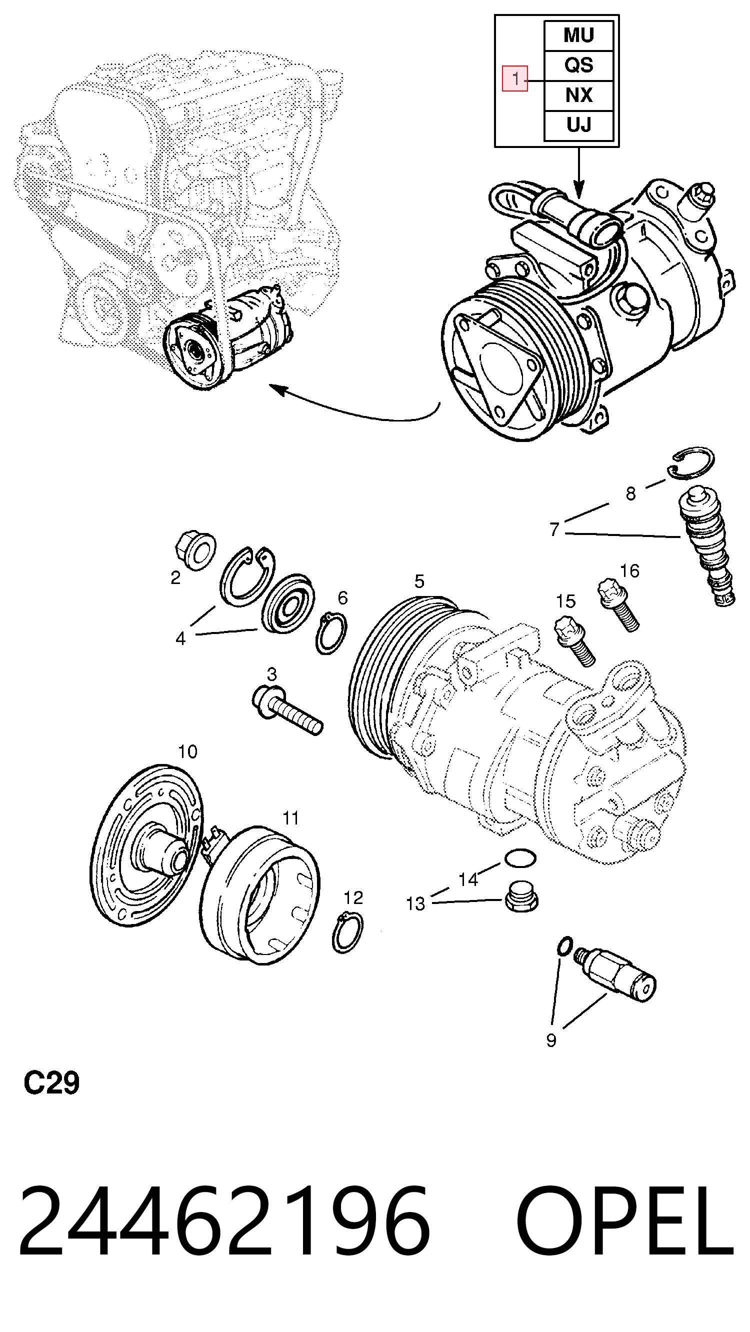 24462196 Opel Compresor climatizador