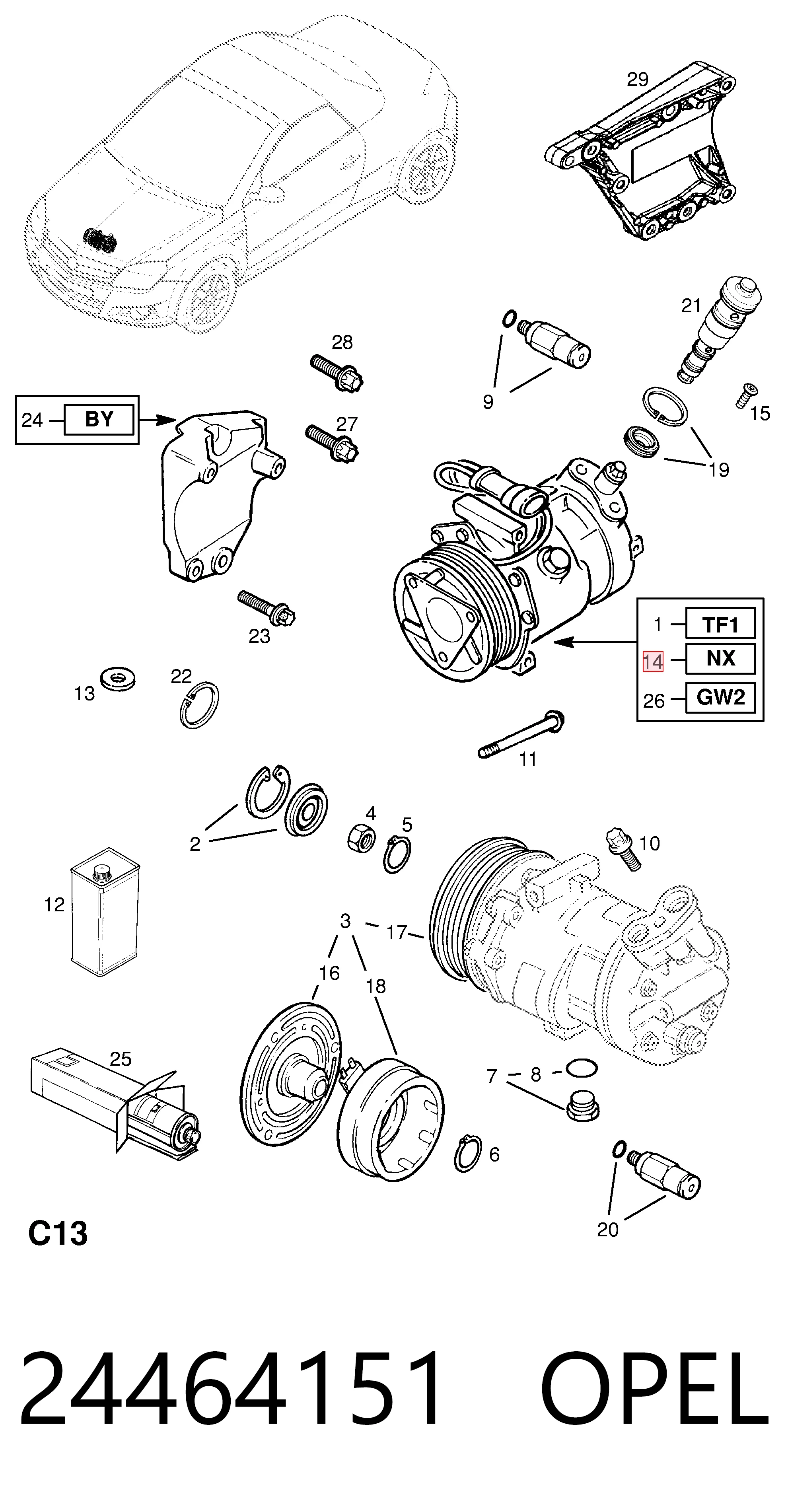 24464151 Opel Compresor climatizador