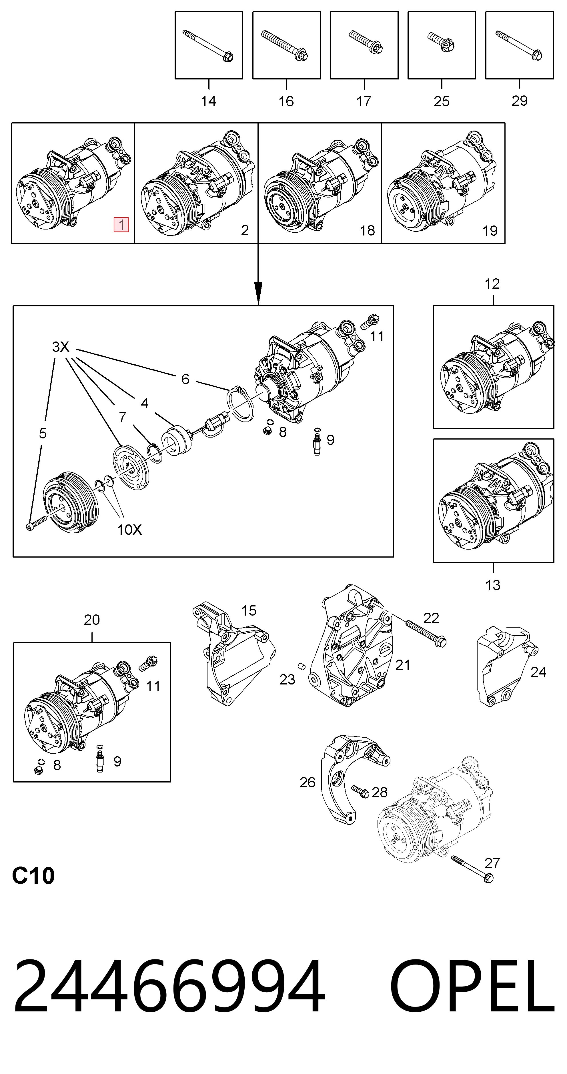24466994 Opel Compresor climatizador