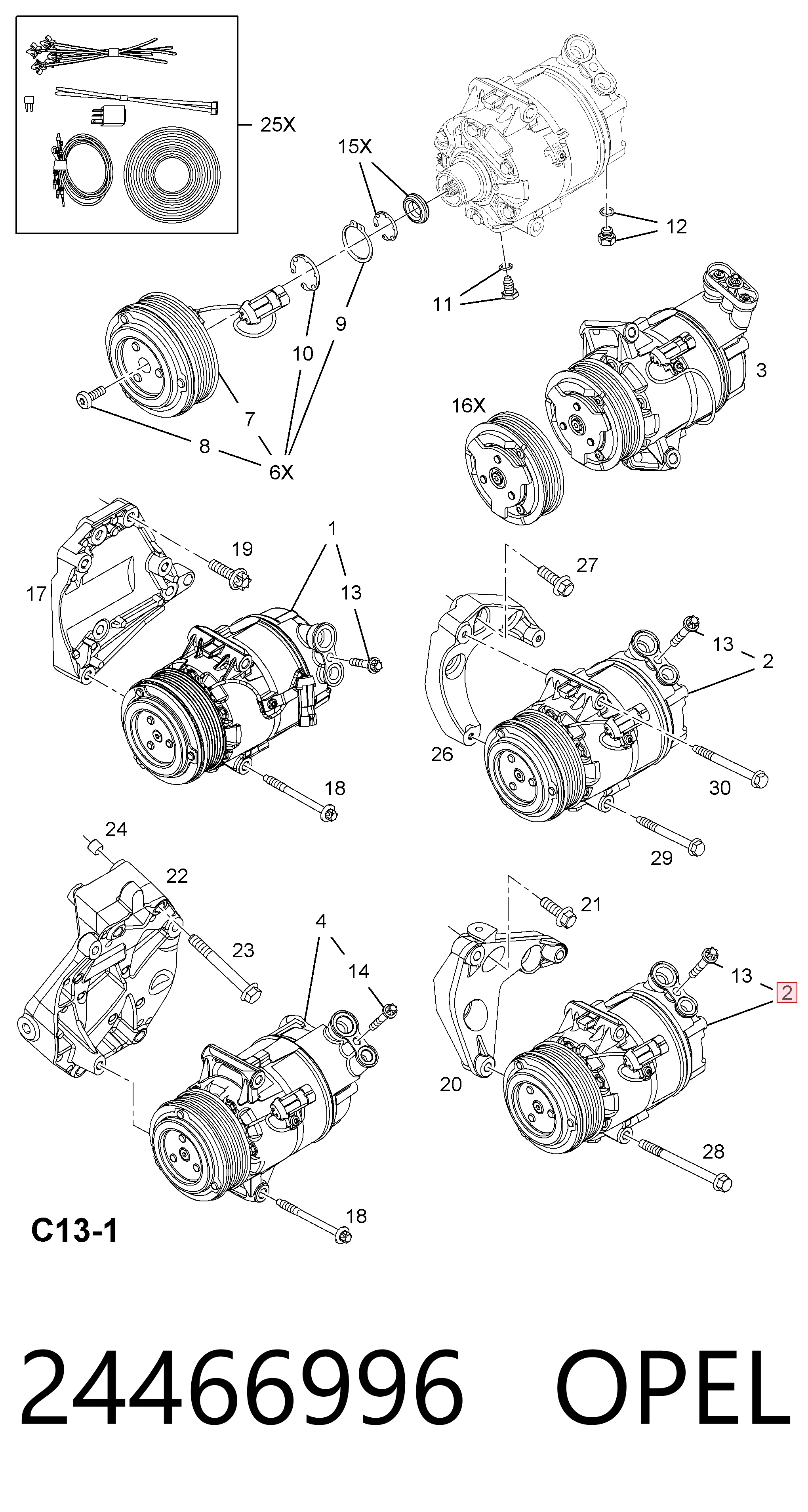 24466996 Opel Compresor climatizador
