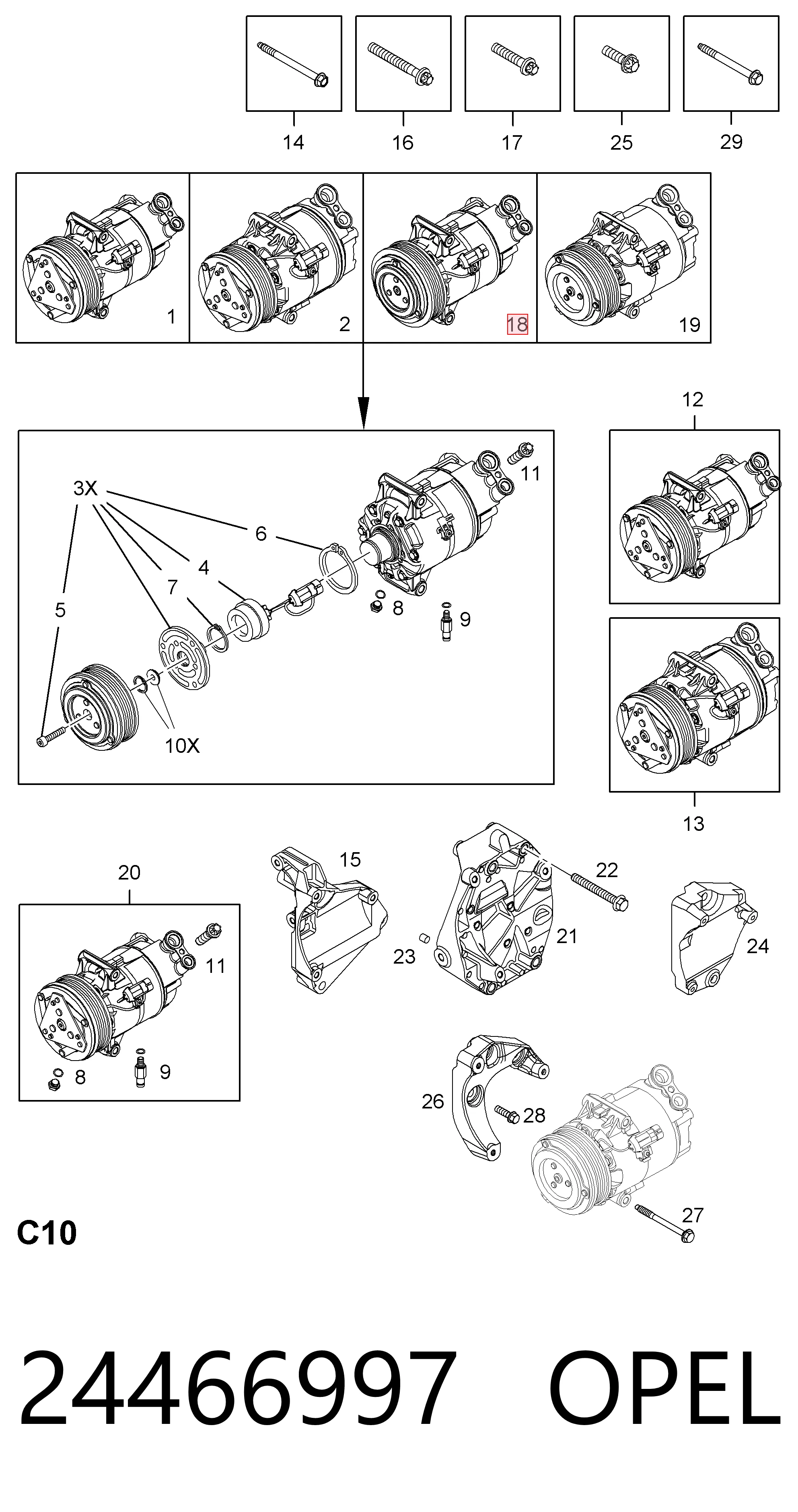 24466997 Opel Compresor climatizador