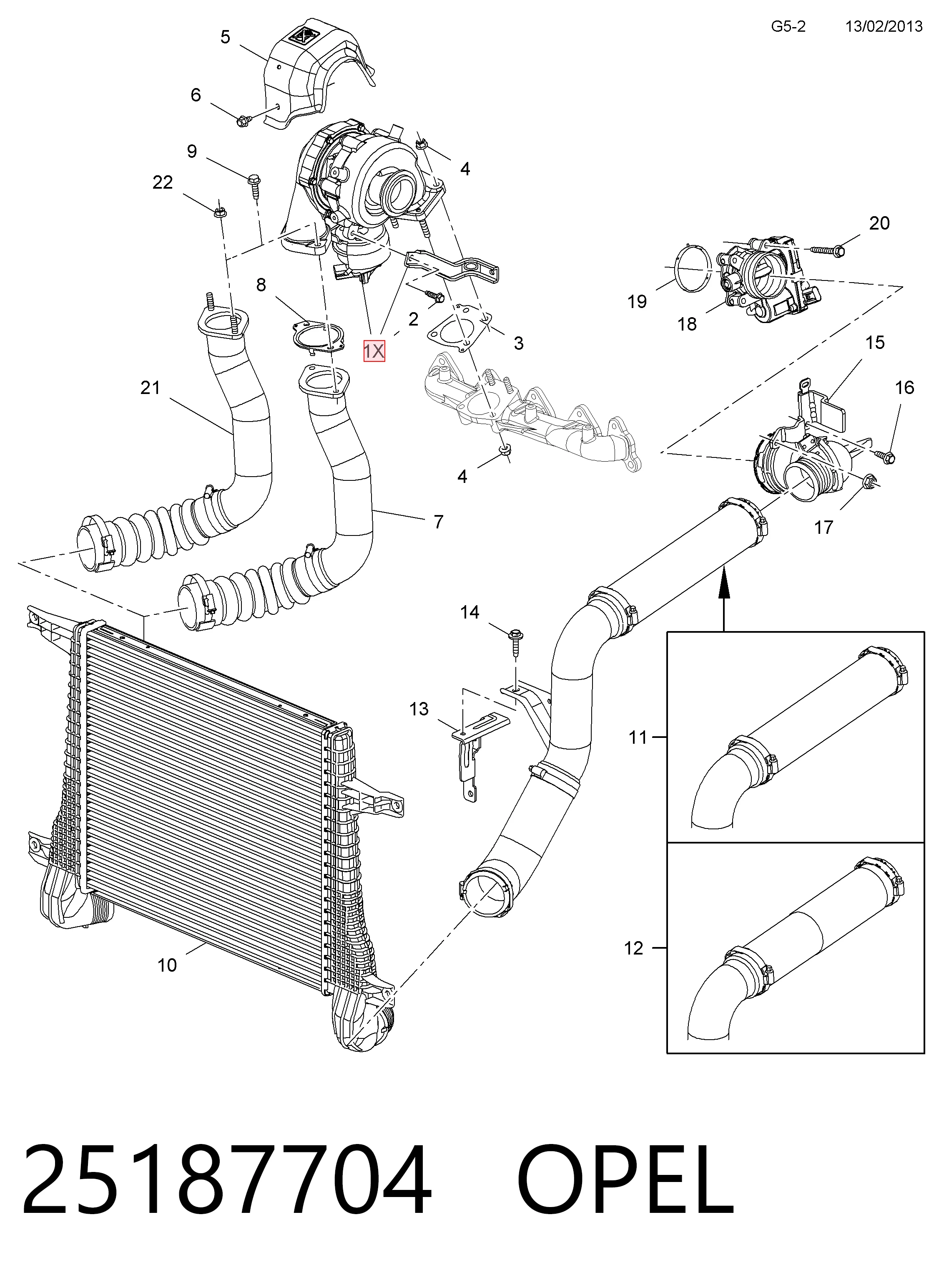 25187704 Opel Turbo para motor