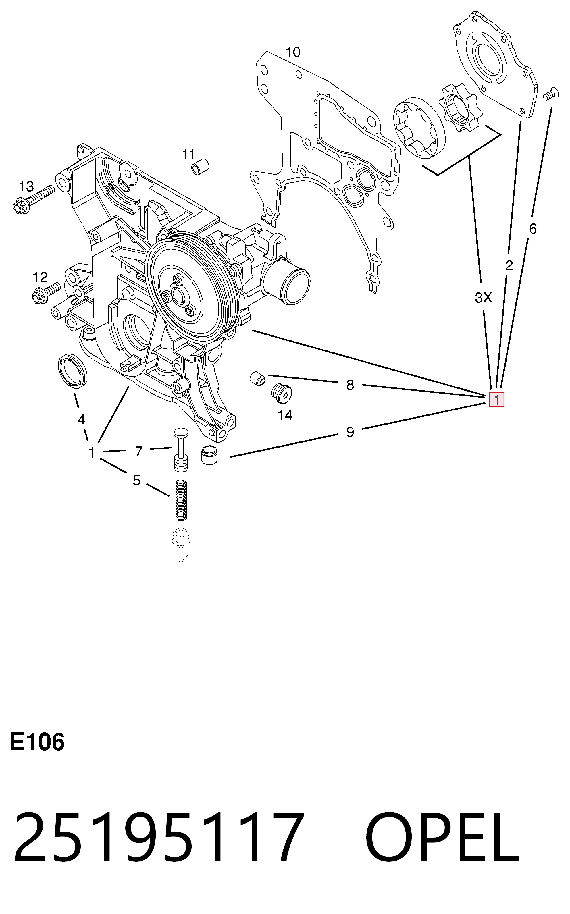 Bomba de aceite del motor para Opel Mokka  (J13)