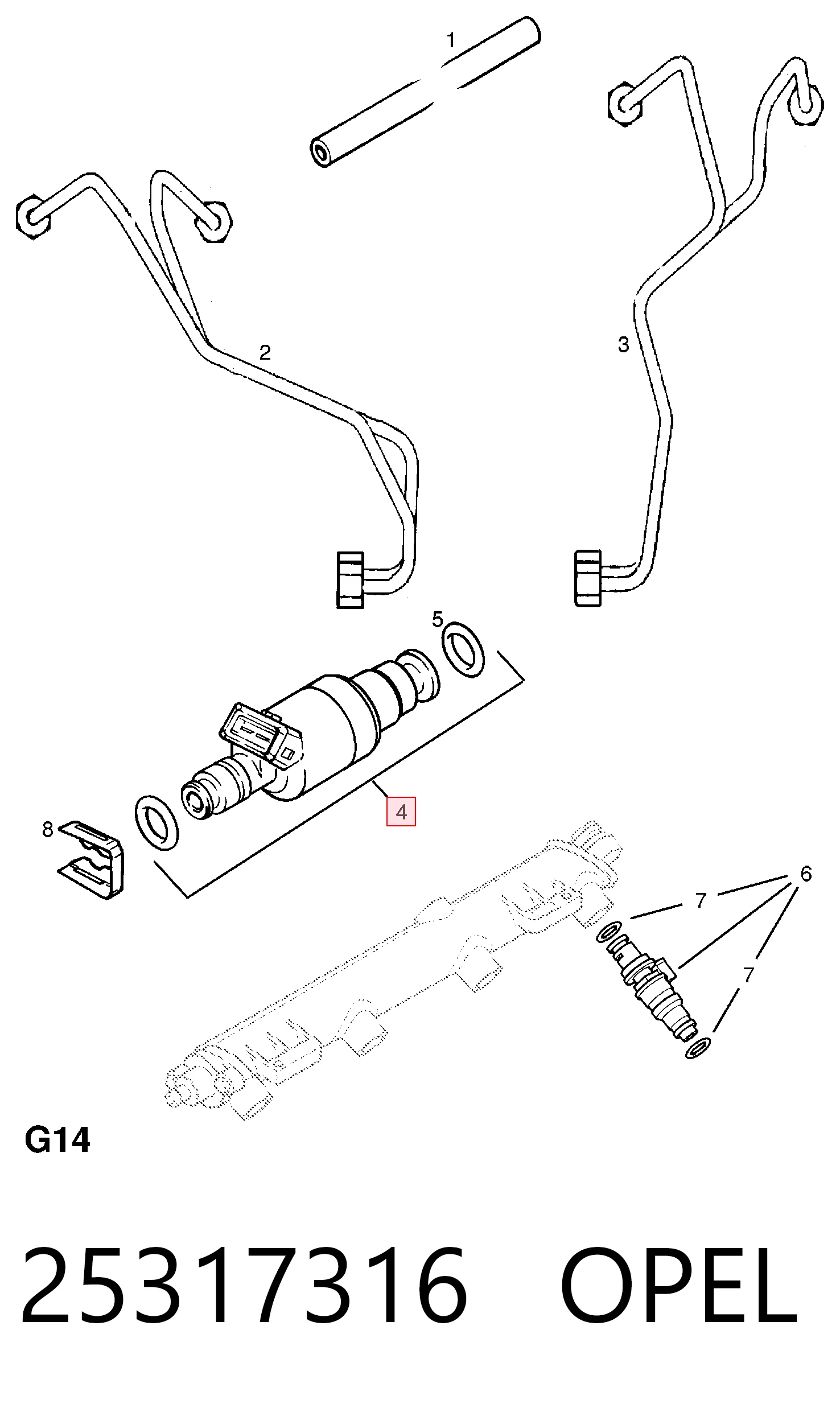 25317316 Opel Inyector de combustible