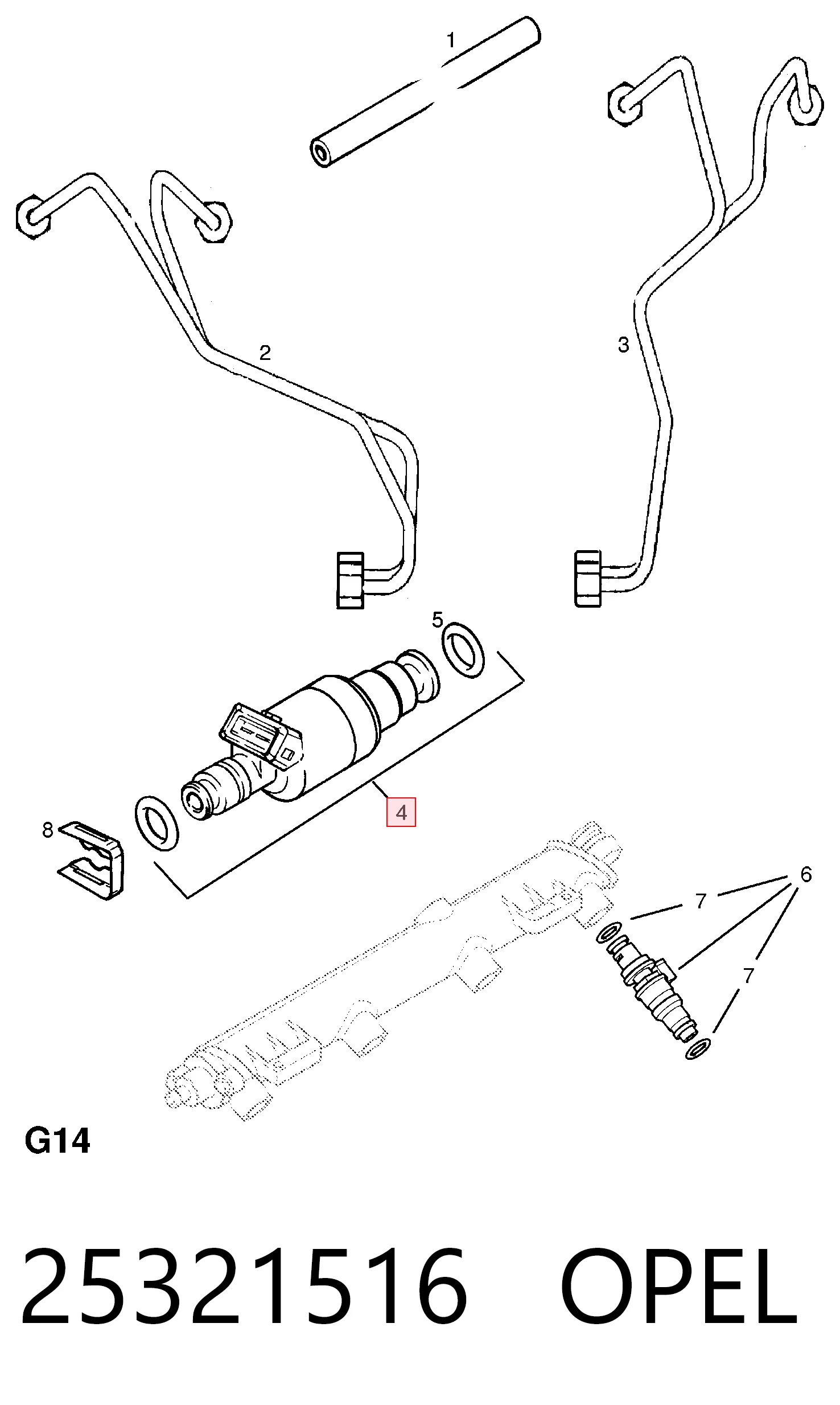 25321516 Opel Inyector de combustible