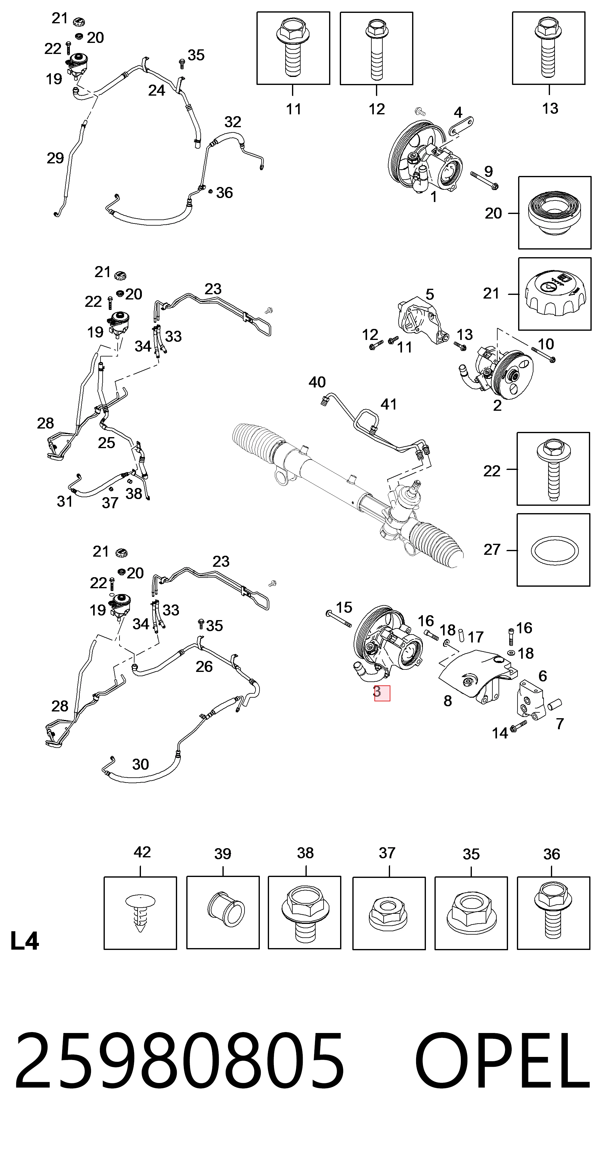 25980805 Opel Bomba hidráulica de dirección